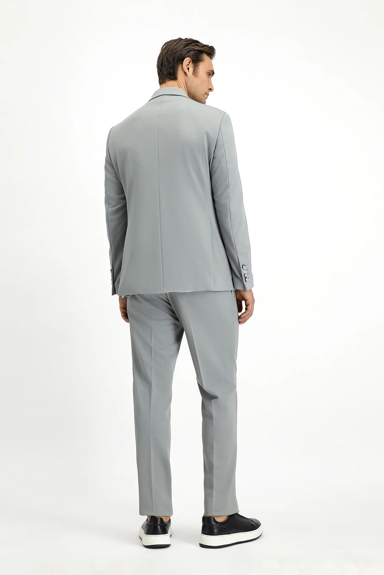 Açık Gri 6 Drop Regular Fit Standart Kesim Mevsimlik Kruvaze Takım Elbise - Image 6