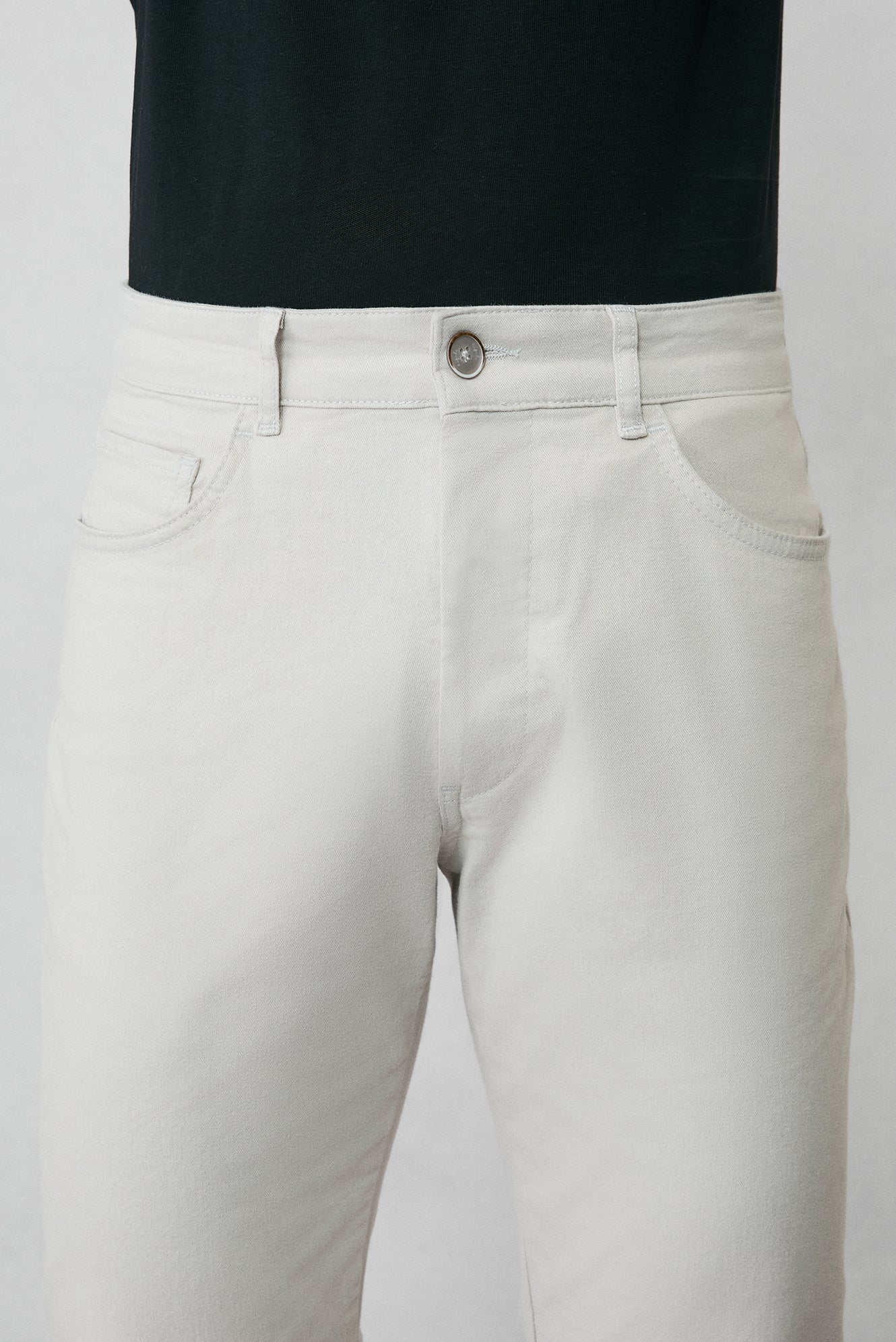Açık Gri Slim Fit Dar Kesim Likralı Esnek Kanvas / Chino Pantolon - Image 5