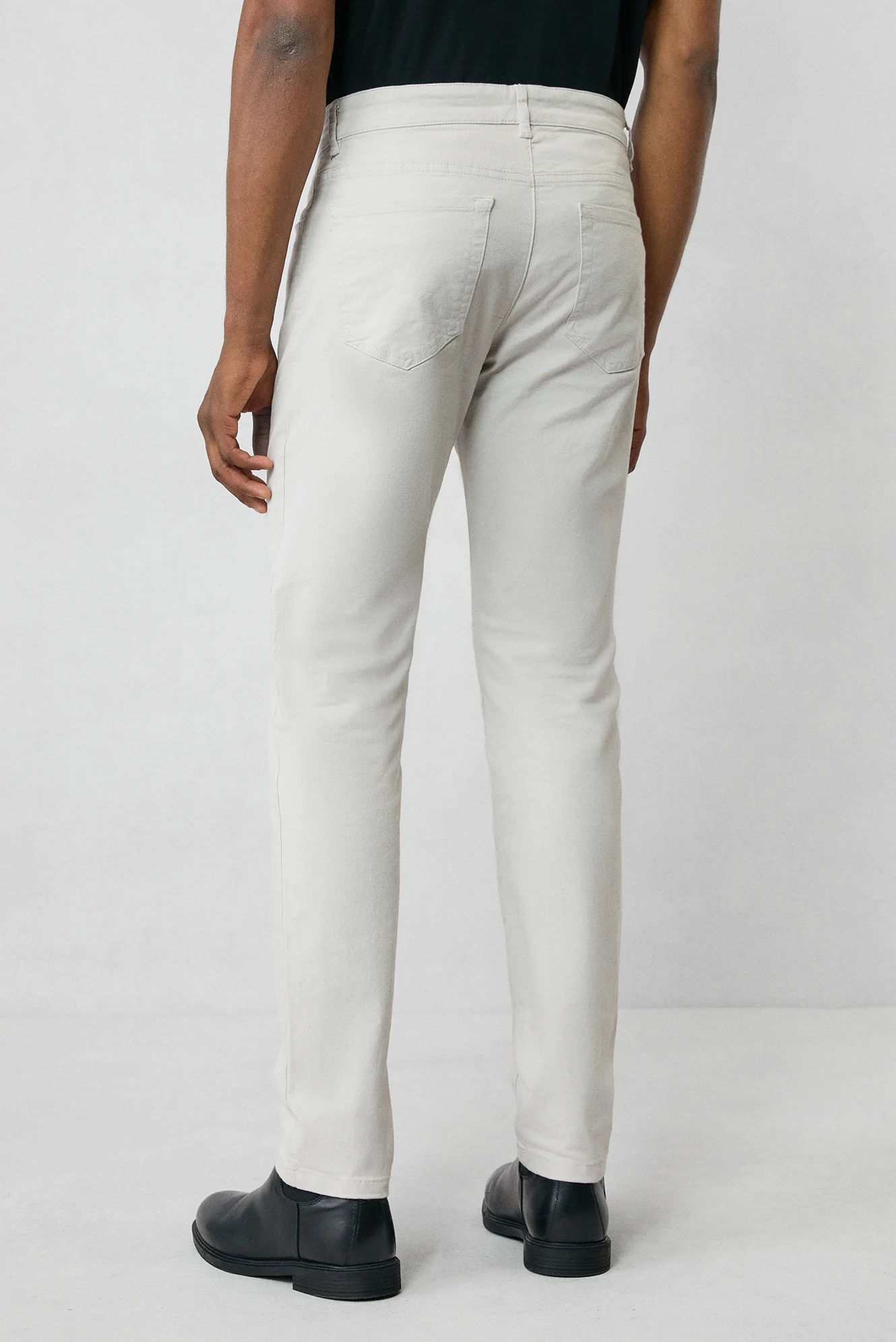 Açık Gri Slim Fit Dar Kesim Likralı Esnek Kanvas / Chino Pantolon - Image 6