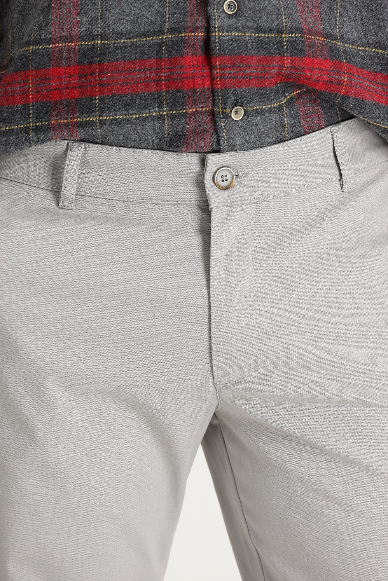 Açık Gri Regular Fit Standart Kesim Likralı Kanvas / Chino Pantolon - Image 3