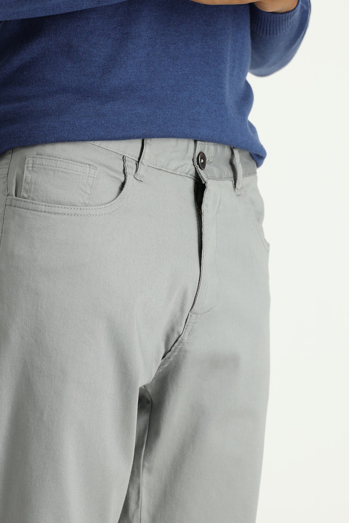 Açık Gri Regular Fit Standart Kesim Likralı Kanvas / Chino Pantolon - Image 4
