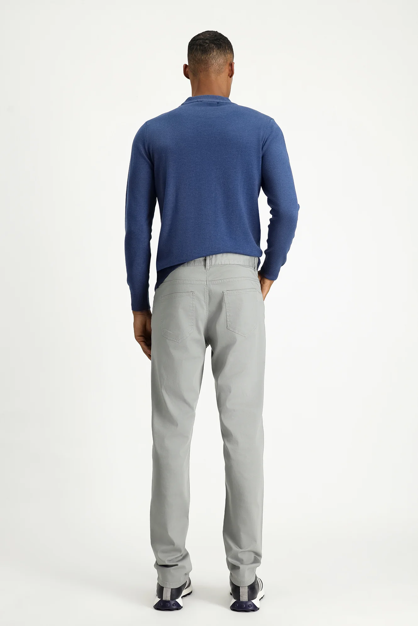 Açık Gri Regular Fit Standart Kesim Likralı Kanvas / Chino Pantolon - Image 5