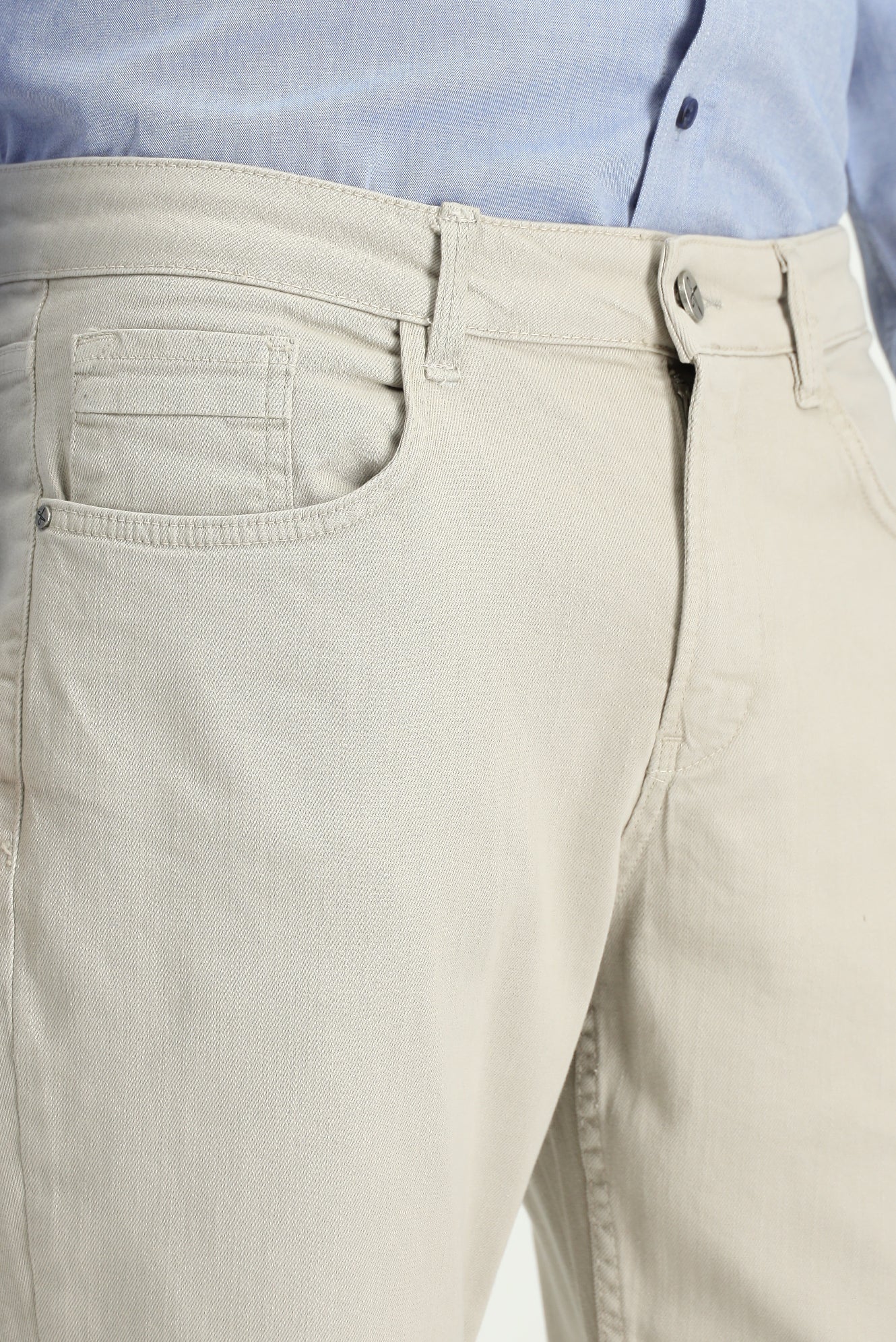 Açık Gri Regular Fit Standart Kesim Likralı Kanvas / Chino Pantolon - Image 3