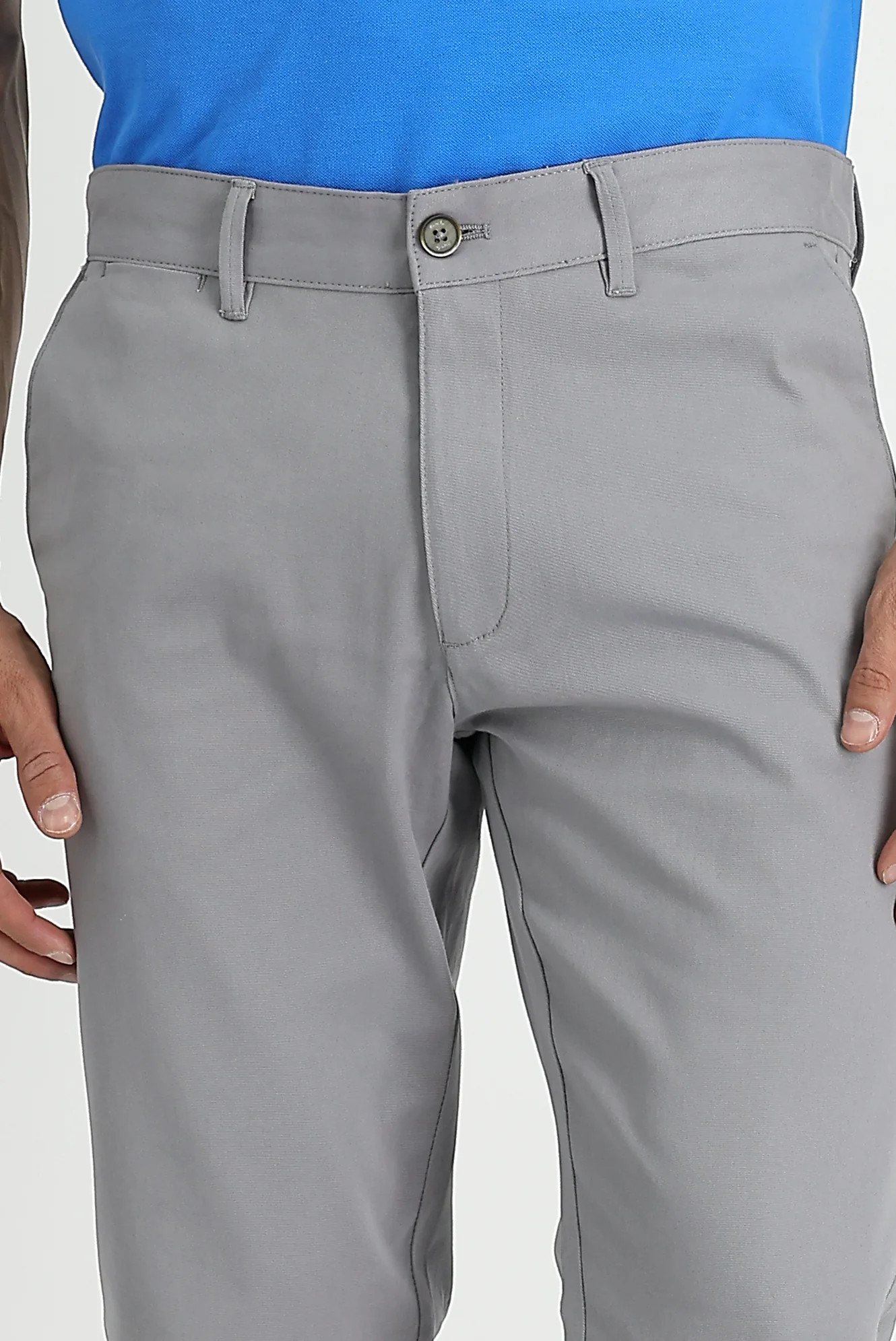 Açık Gri Regular Fit Standart Kesim Likralı Kanvas / Chino Pantolon - Image 2