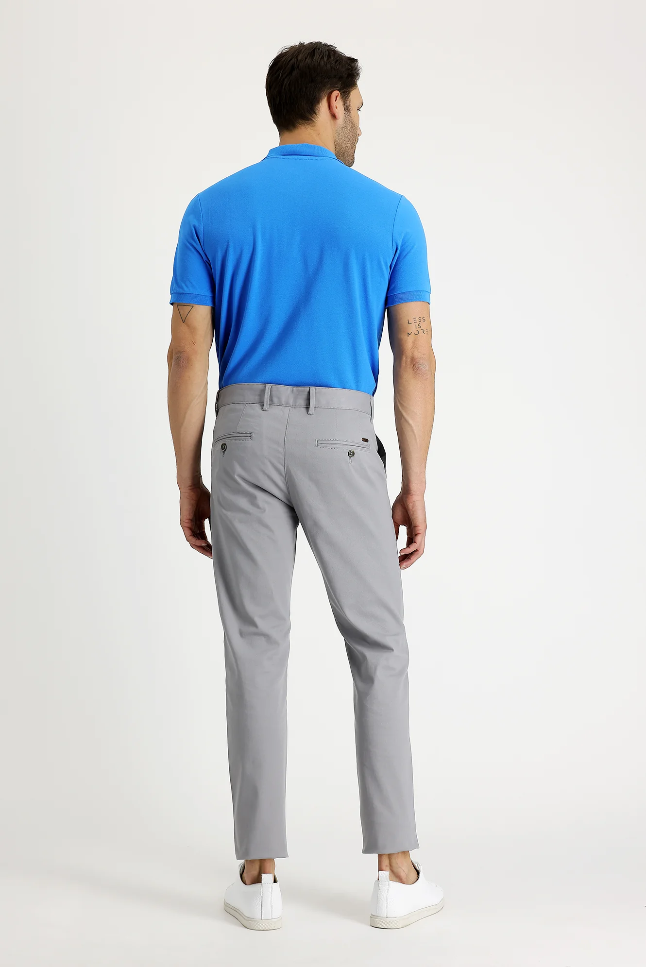 Açık Gri Regular Fit Standart Kesim Likralı Kanvas / Chino Pantolon - Image 3