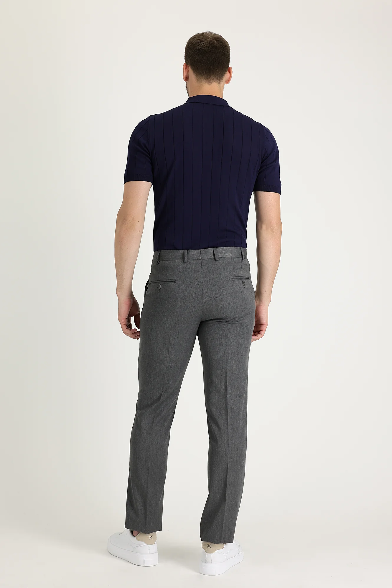 Açık Gri 6 Drop Regular Fit Standart Kesim Likralı Klasik Kumaş Pantolon - Image 2