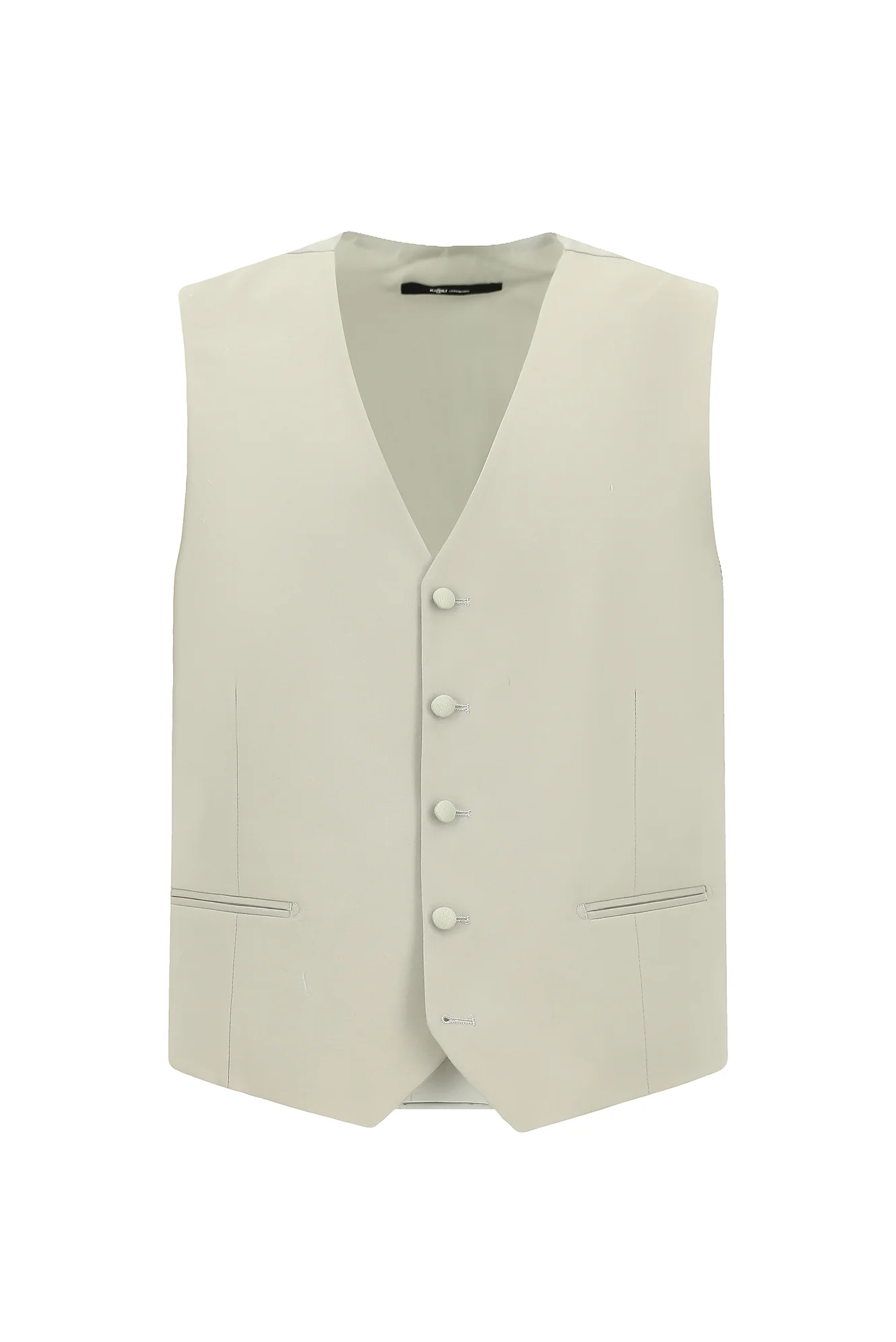 Açık Gri 6 Drop Regular Fit Standart Kesim Mono Yaka Yelekli Smokin & Damatlık - Image 4