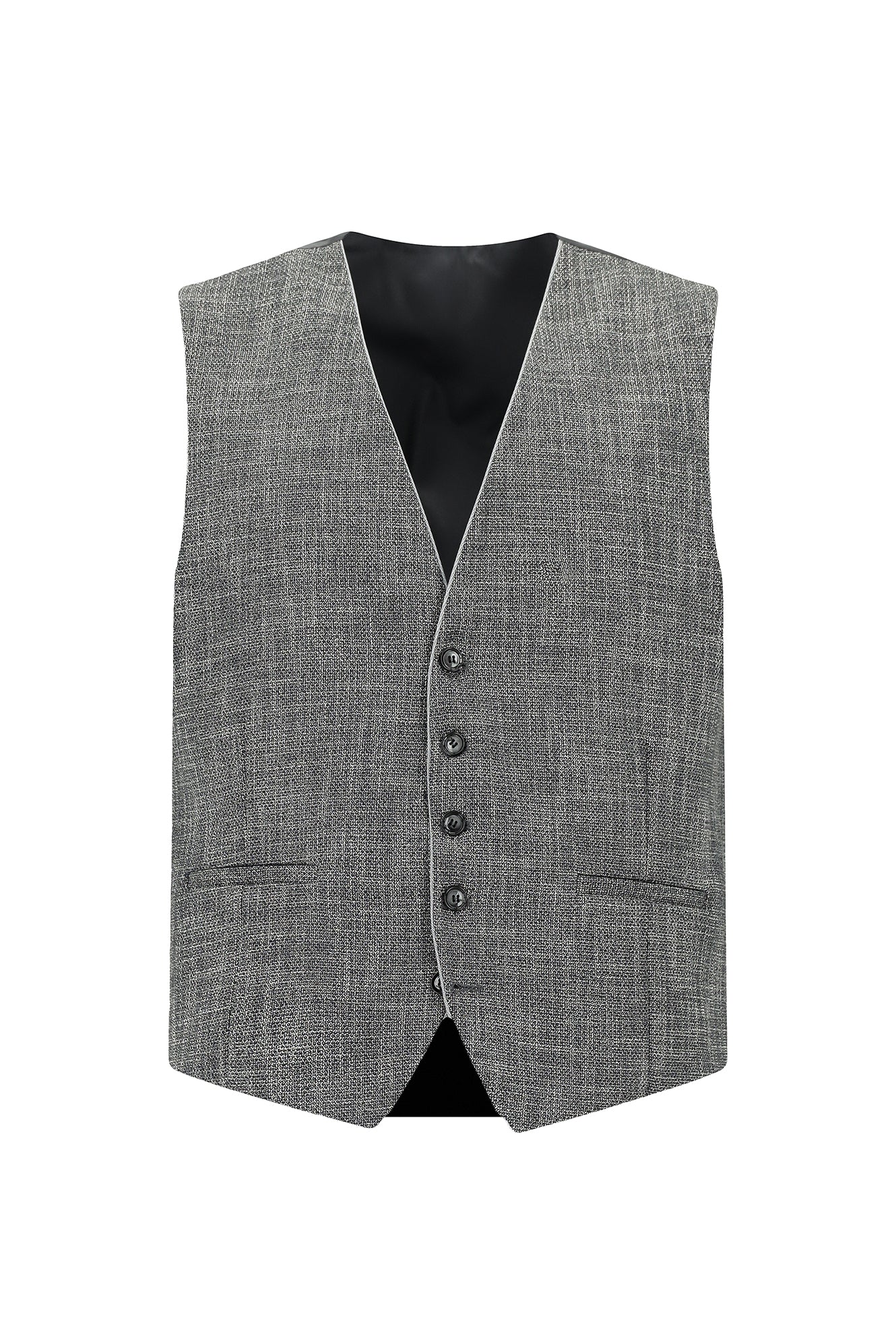 Açık Gri 6 Drop Regular Fit Standart Kesim Yelekli Kombinli Takım Elbise - Image 4