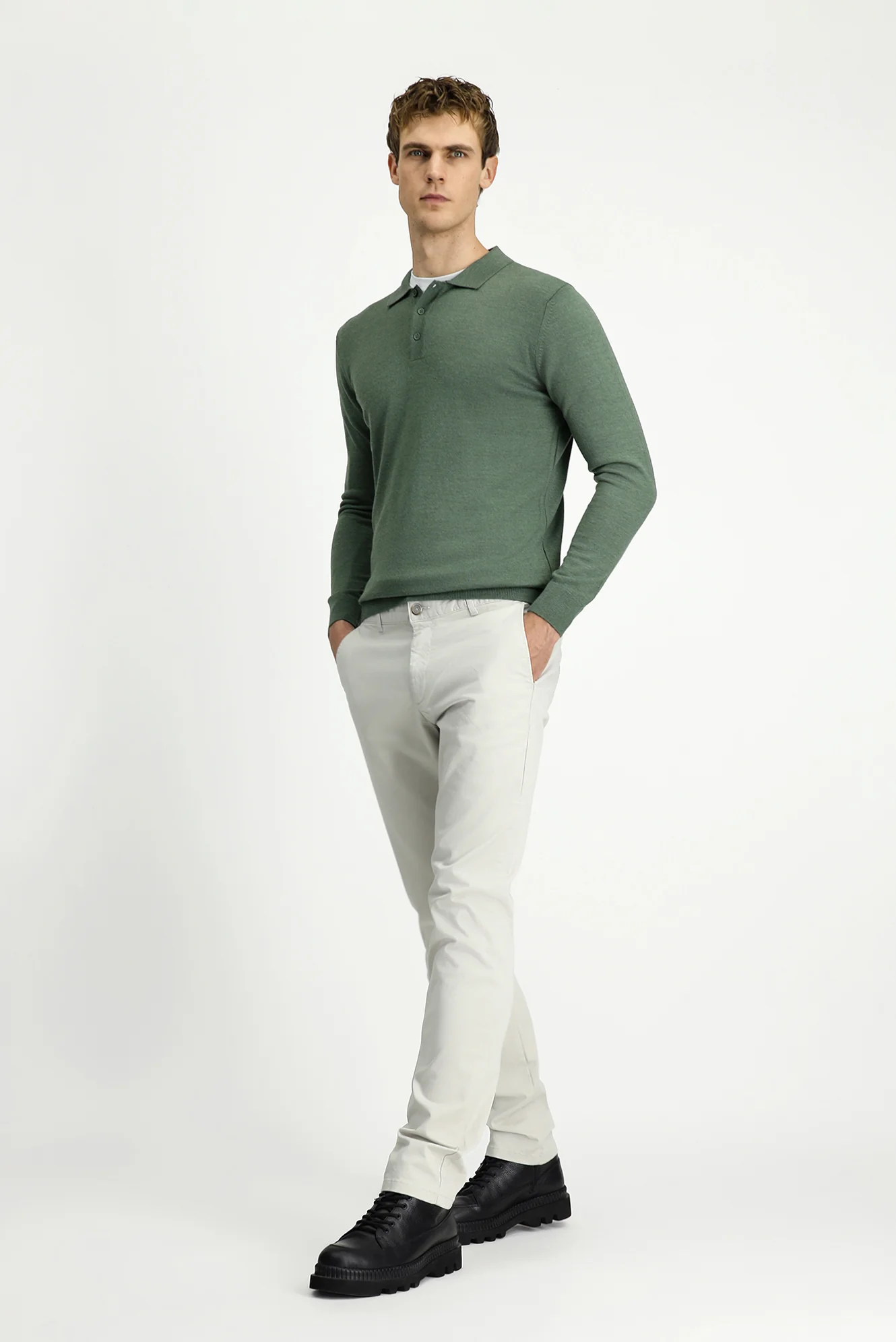 Açık Gri Relaxed Fit Rahat Kesim Yandan Cep Likralı Kanvas / Chino Pantolon - Image 2