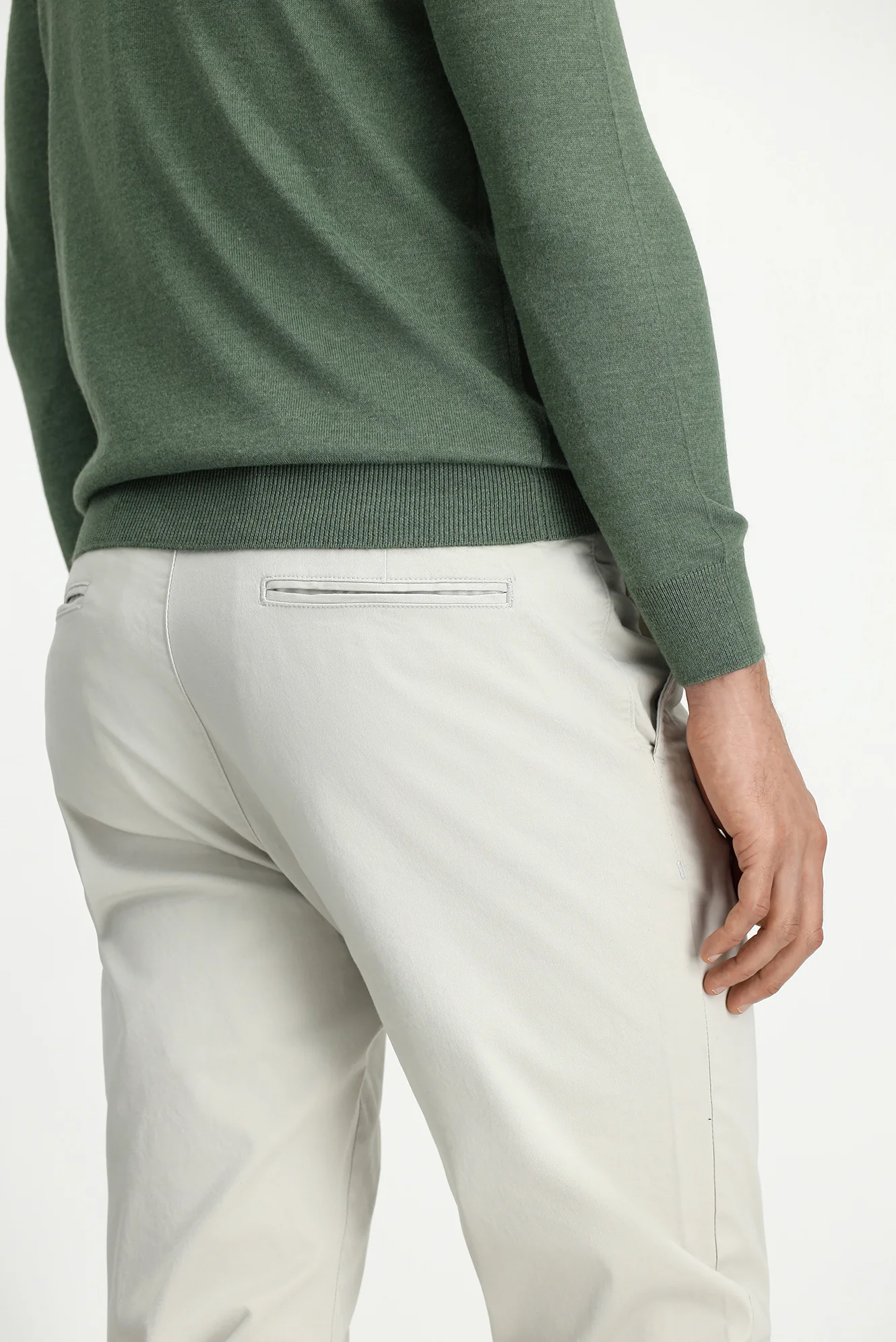 Açık Gri Relaxed Fit Rahat Kesim Yandan Cep Likralı Kanvas / Chino Pantolon - Image 4