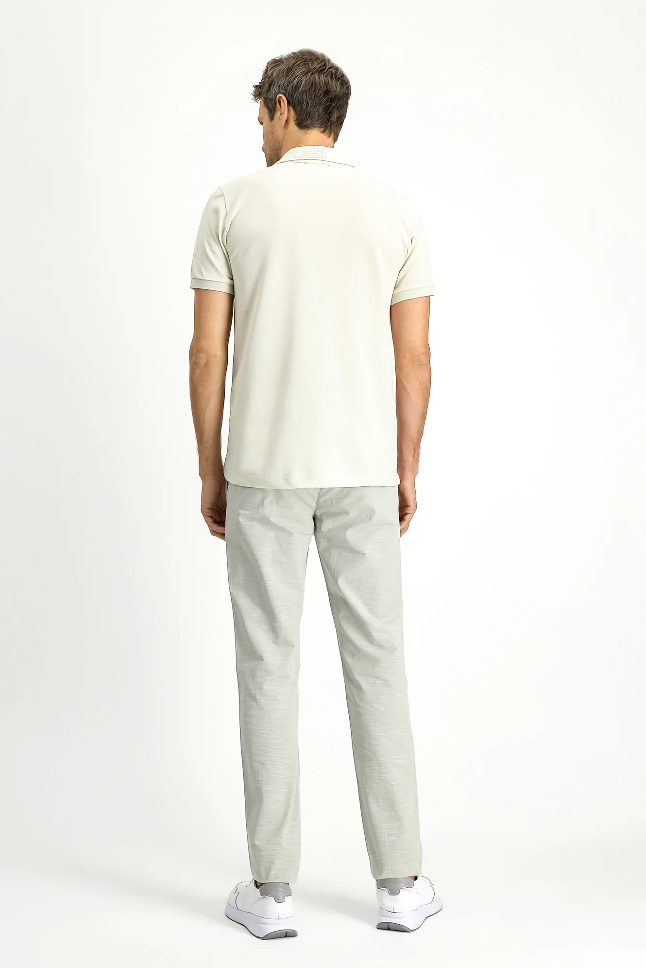 Açık Gri Relaxed Fit Rahat Kesim Beli Lastikli İpli Desenli Likralı Jogger Pantolon - Image 5