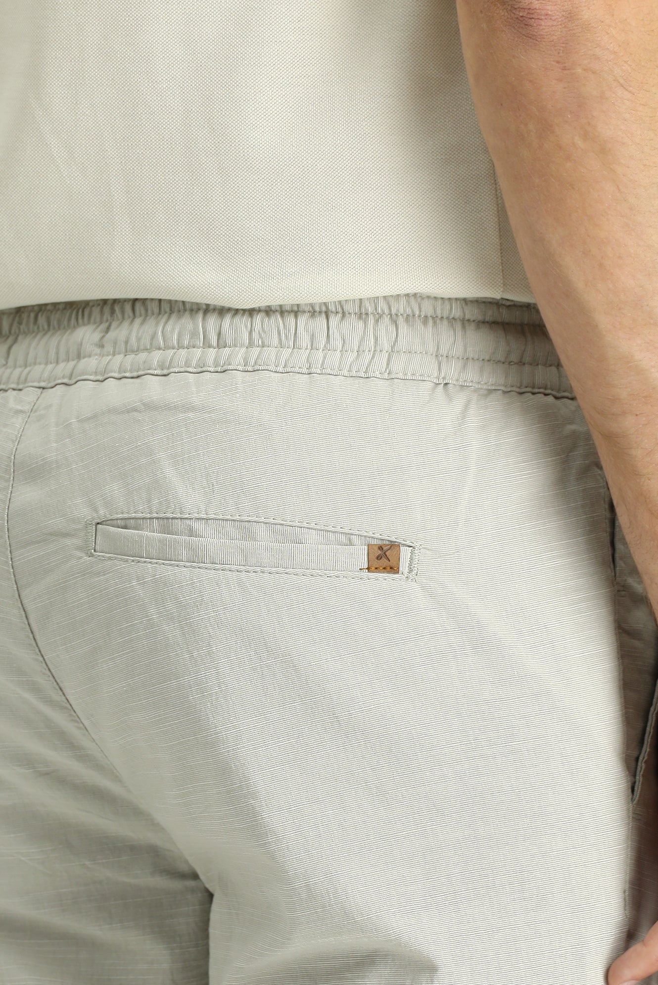 Açık Gri Relaxed Fit Rahat Kesim Beli Lastikli İpli Desenli Likralı Jogger Pantolon - Image 6