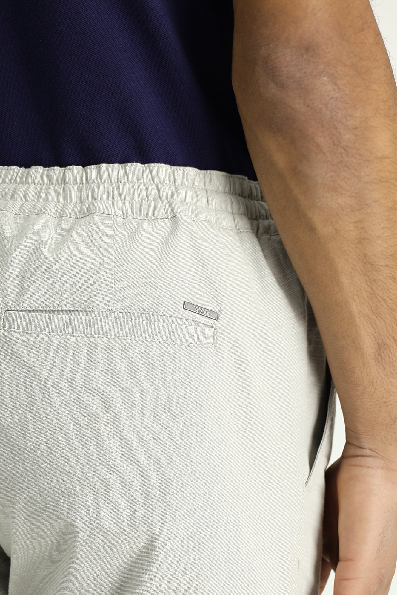 Açık Gri Relaxed Fit Rahat Kesim Beli Lastikli İpli Desenli Likralı Jogger Pantolon - Image 7