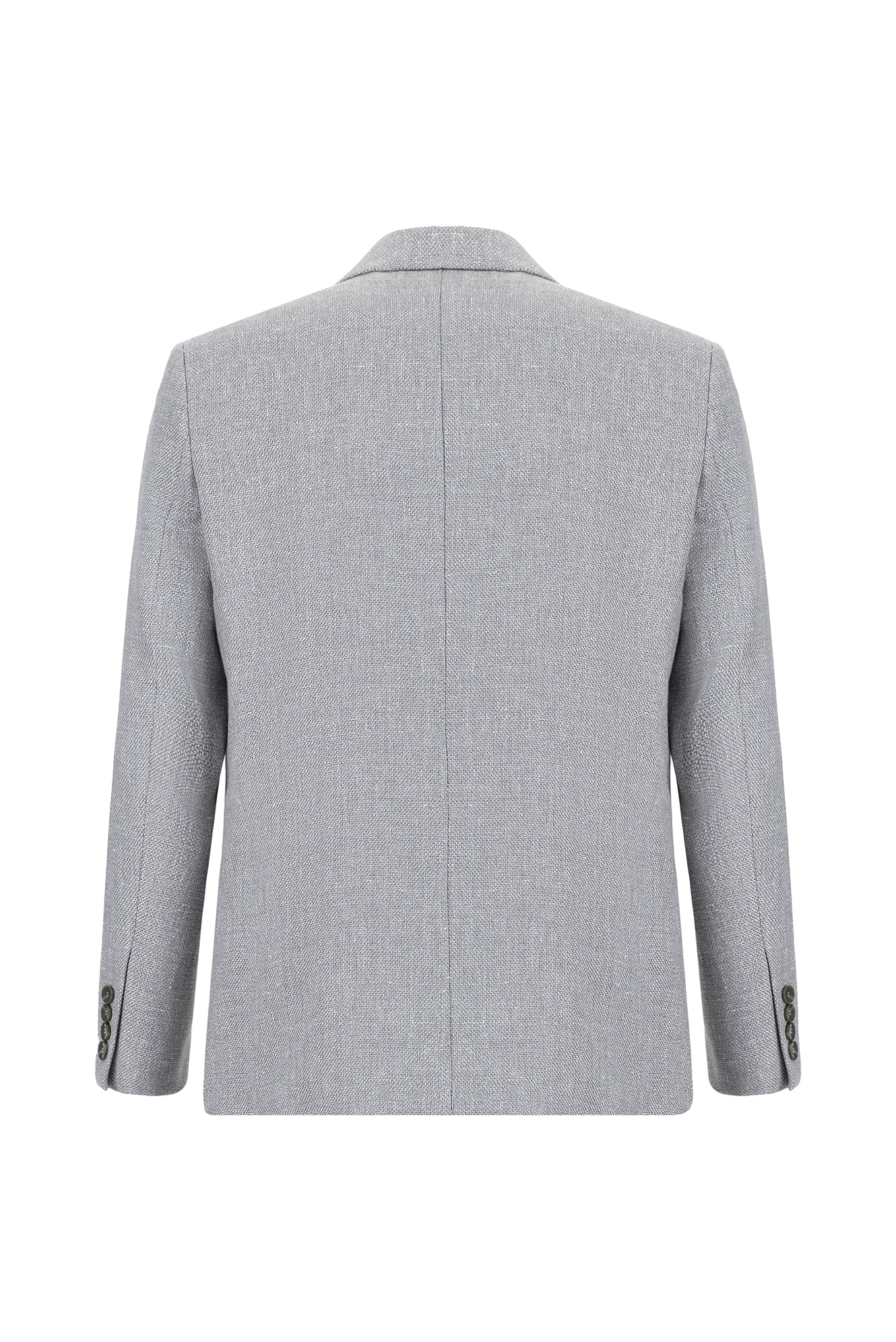 Açık Gri 4 Drop Relaxed Fit Rahat Kesim Desenli Keten Karışımlı Ceket - Image 2