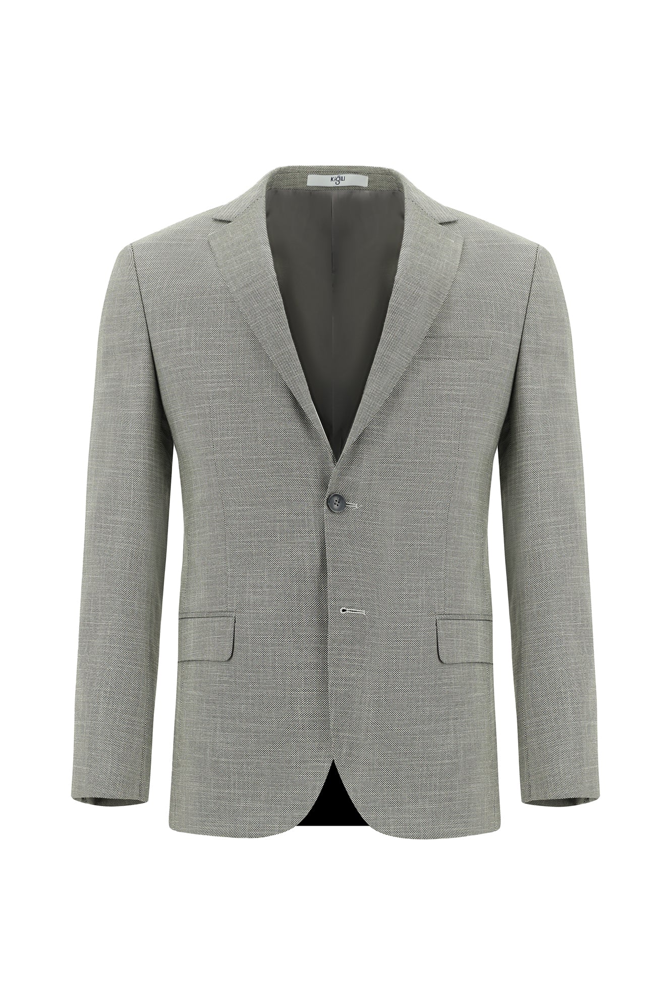 Açık Gri 4 Drop Relaxed Fit Rahat Kesim Desenli Takım Elbise - Image 2