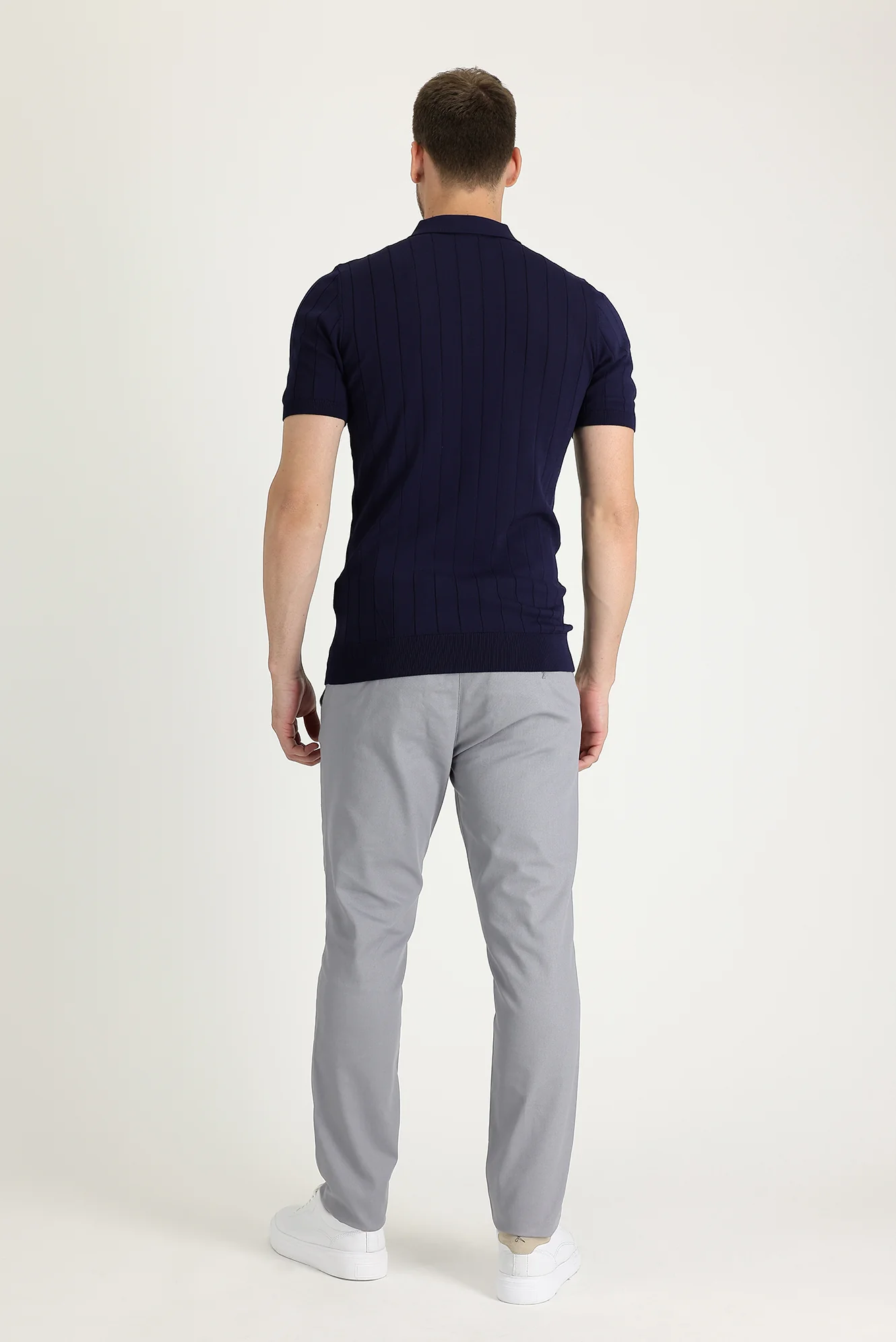 Açık Gri Relaxed Fit Rahat Kesim Likralı Kanvas / Chino Pantolon - Image 3