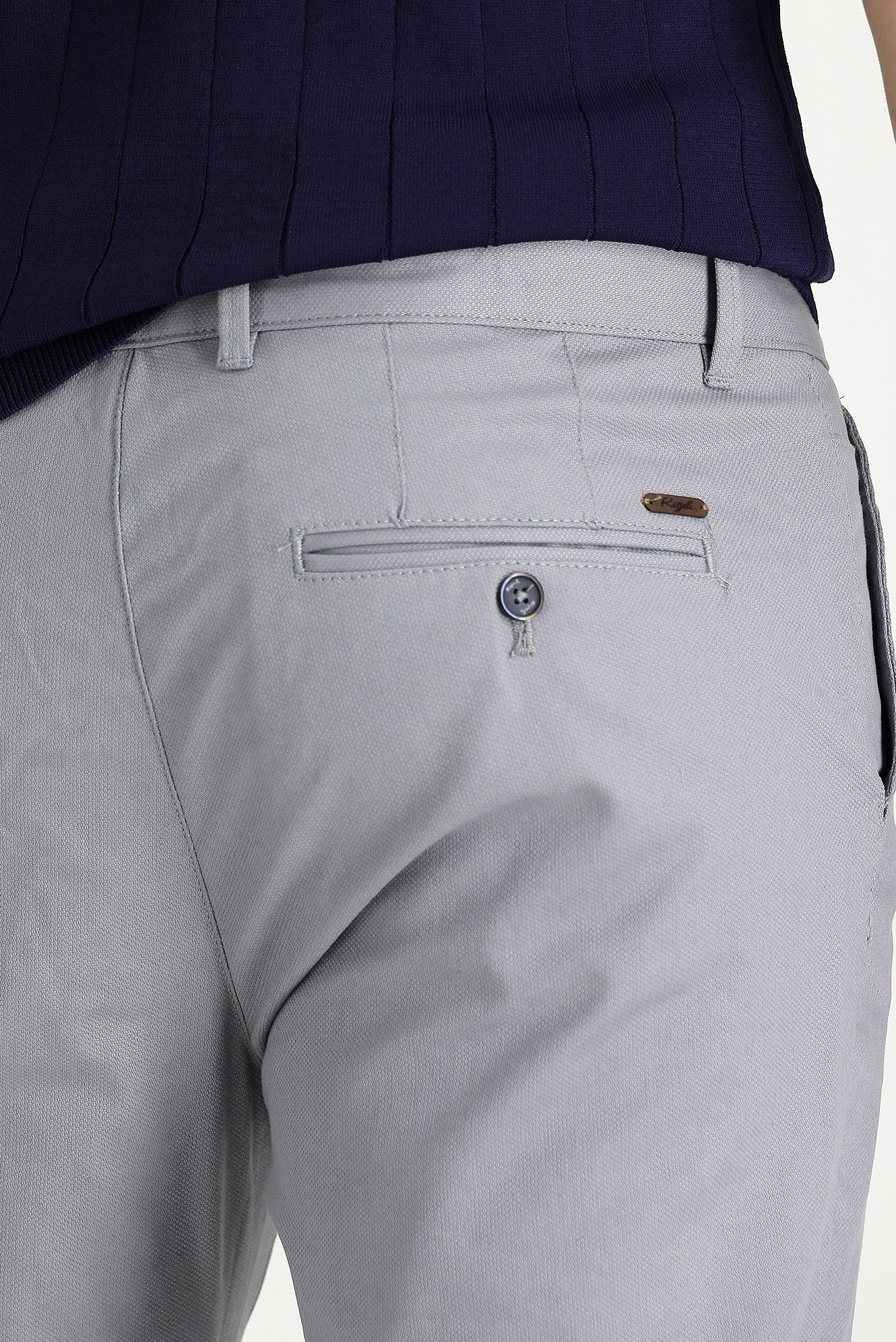 Açık Gri Relaxed Fit Rahat Kesim Likralı Kanvas / Chino Pantolon - Image 4