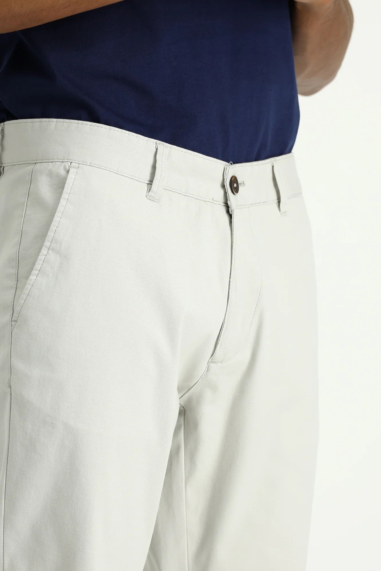 Açık Gri Relaxed Fit Rahat Kesim Likralı Kanvas / Chino Pantolon - Image 3