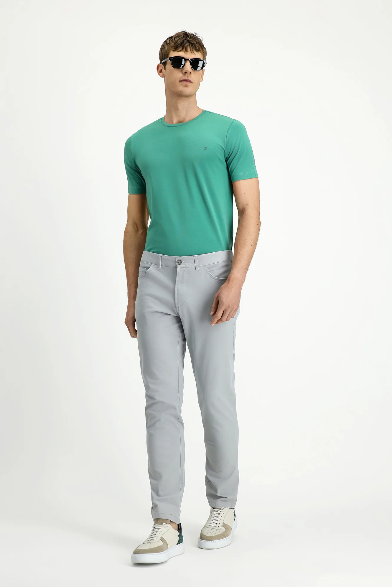 Açık Gri Relaxed Fit Rahat Kesim Likralı Yandan Cepli Kanvas / Chino Pantolon