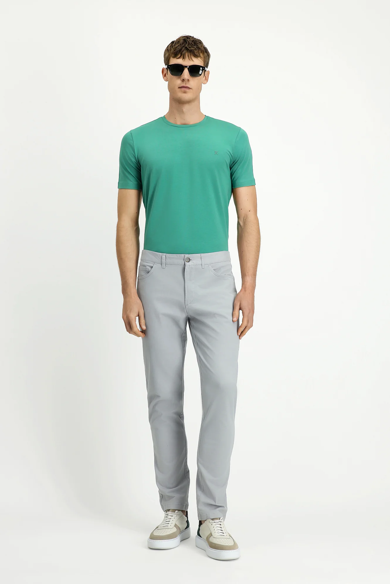 Açık Gri Relaxed Fit Rahat Kesim Likralı Yandan Cepli Kanvas / Chino Pantolon - Image 2
