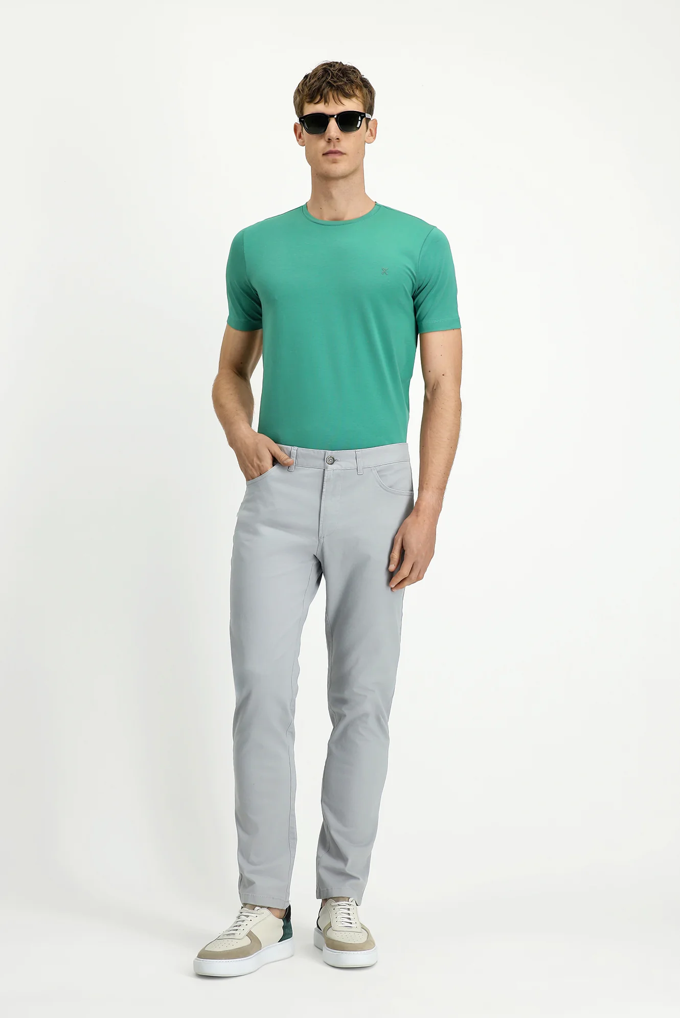 Açık Gri Relaxed Fit Rahat Kesim Likralı Yandan Cepli Kanvas / Chino Pantolon - Image 3