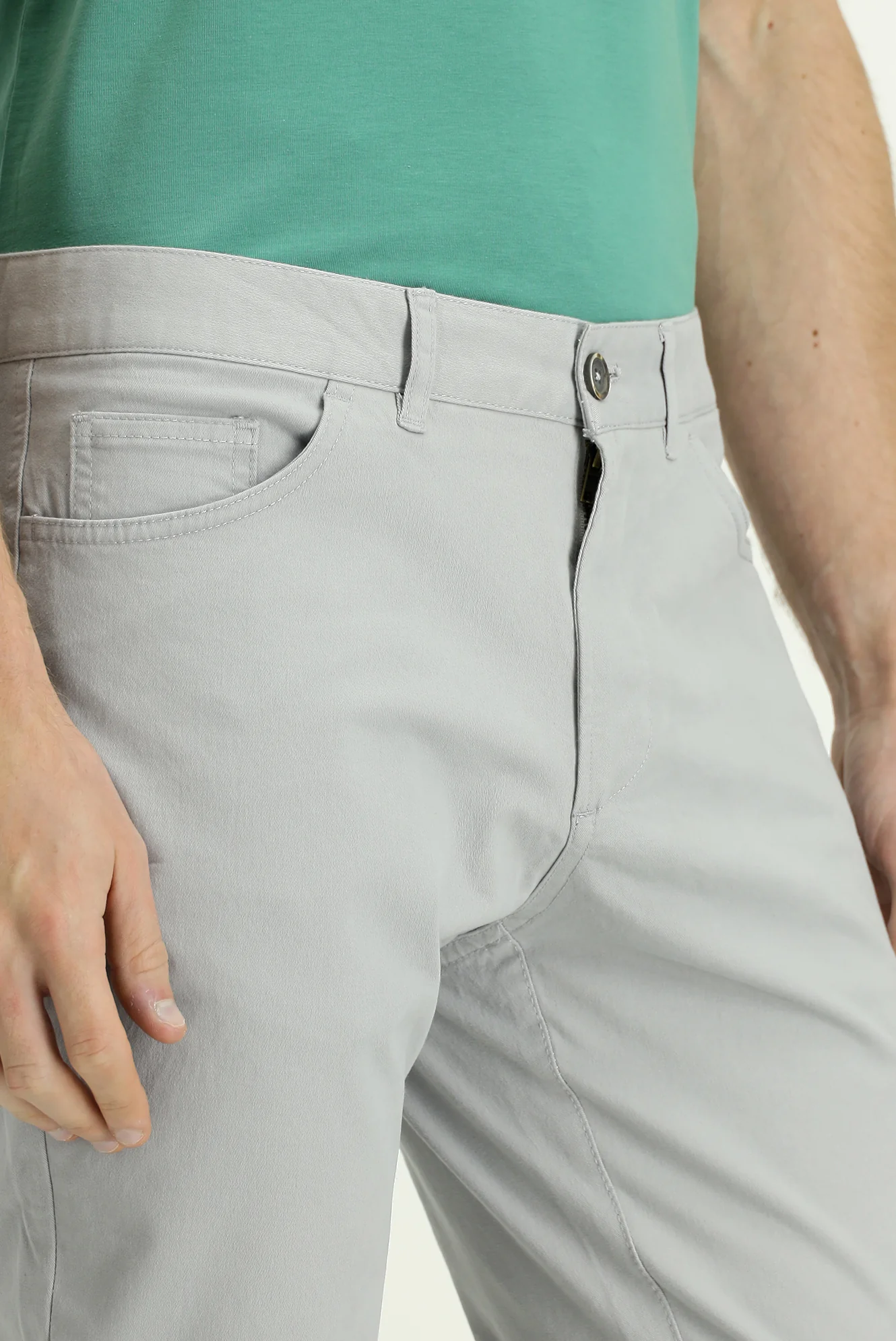 Açık Gri Relaxed Fit Rahat Kesim Likralı Yandan Cepli Kanvas / Chino Pantolon - Image 5