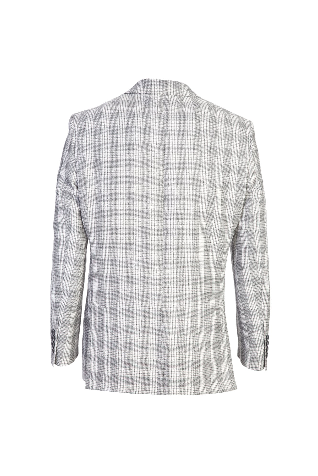 Açık Gri 4 Drop Relaxed Fit Rahat Kesim Ekose Ceket - Image 2