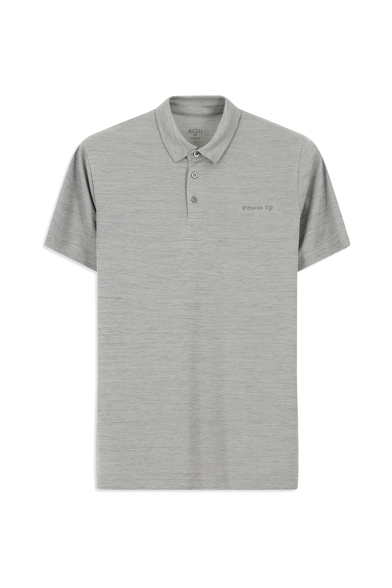 Açık Gri Slim Fit Dar Kesim Baskılı Polo Yaka Tişört - Image 8