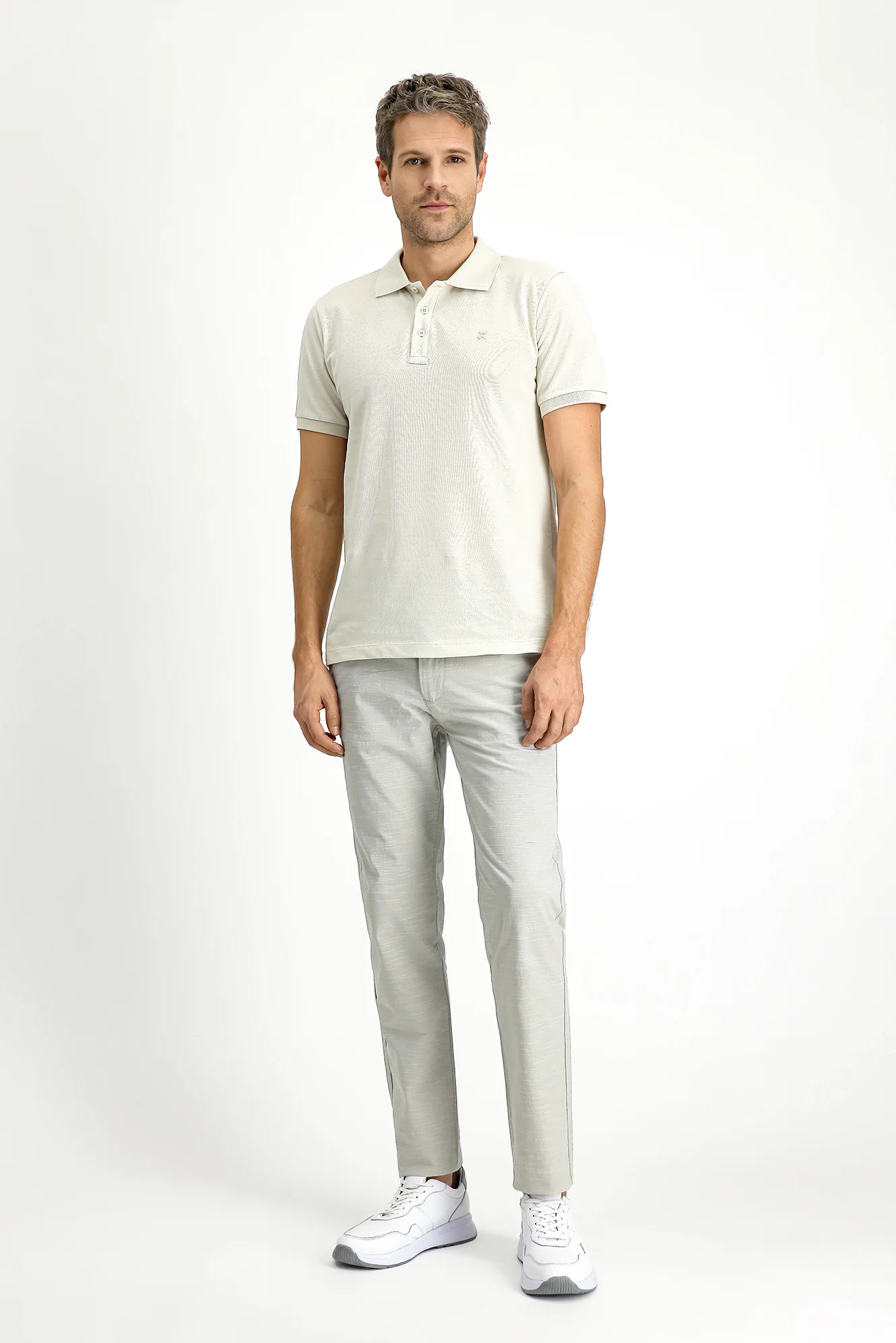 Açık Gri Slim Fit Dar Kesim Beli Lastikli İpli Desenli Likralı Jogger Pantolon - Image 2