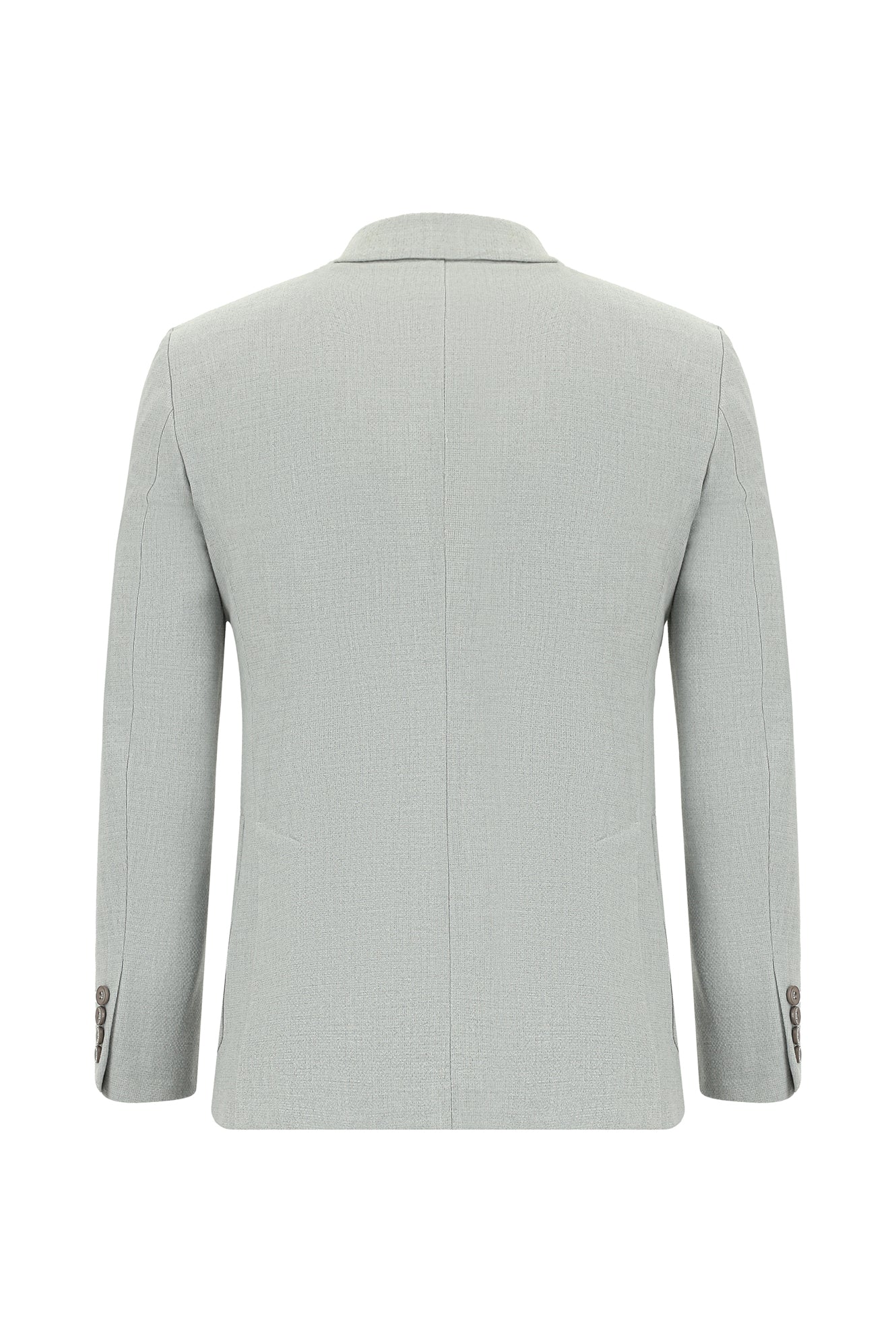 Açık Gri 7 Drop Slim Fit Dar Kesim Çizgili Beli Lastikli İpli Takım Elbise - Image 3