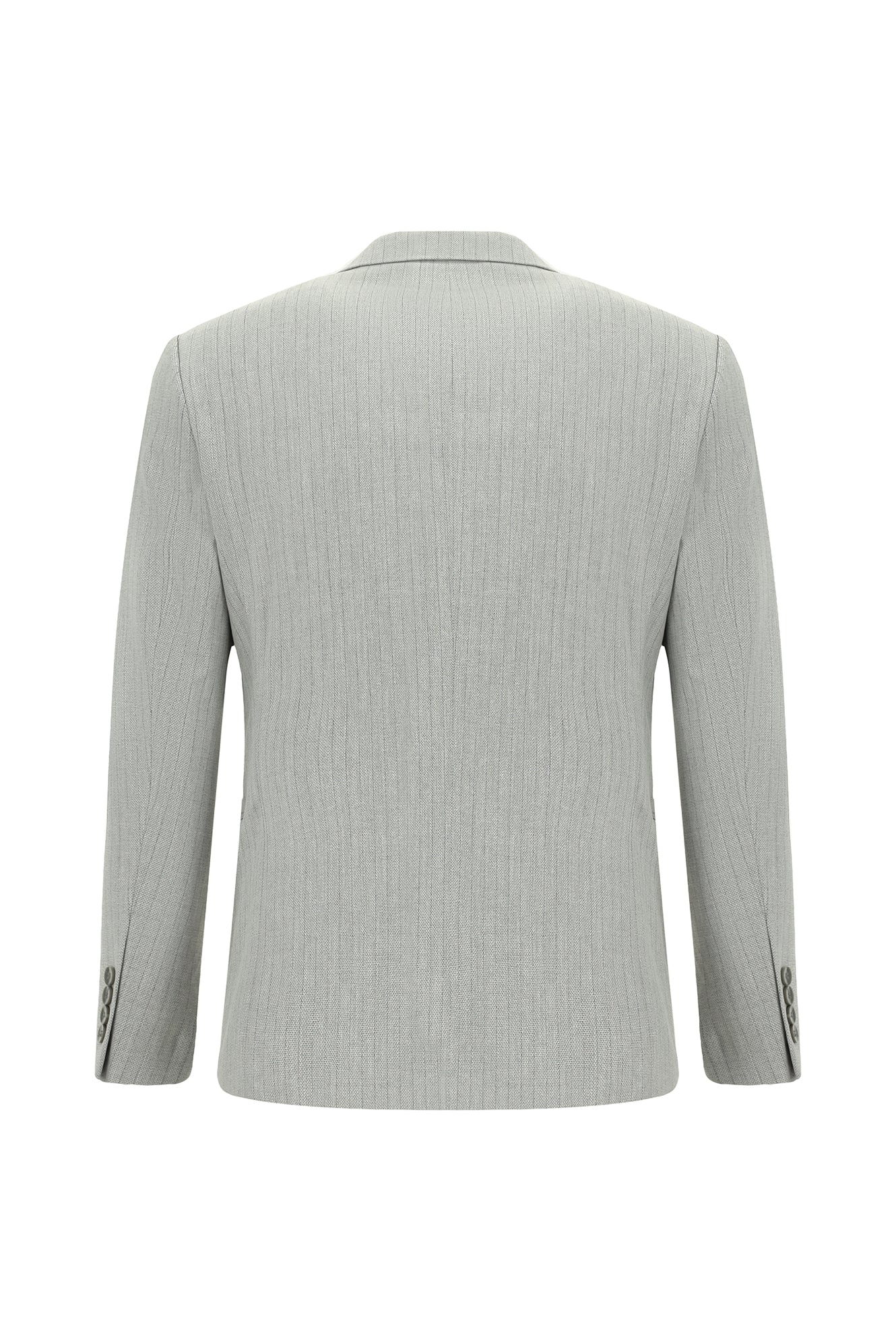 Açık Gri 7 Drop Slim Fit Dar Kesim Çizgili Kruvaze Takım Elbise - Image 3