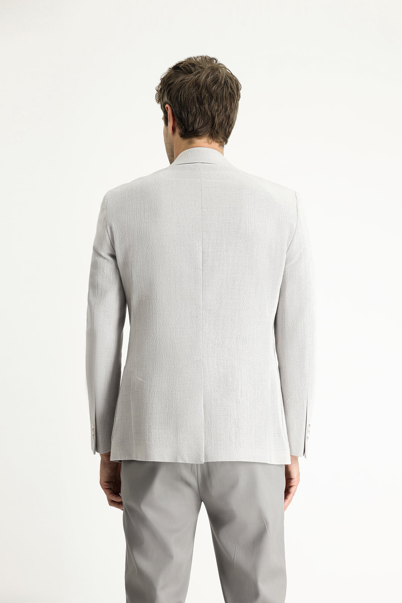 Açık Gri 7 Drop Slim Fit Dar Kesim Desenli Spor Pamuk Ceket - Image 4