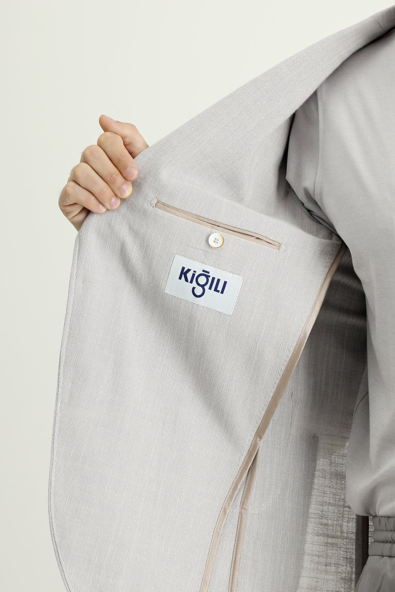 Açık Gri 7 Drop Slim Fit Dar Kesim Desenli Spor Pamuk Ceket - Image 5