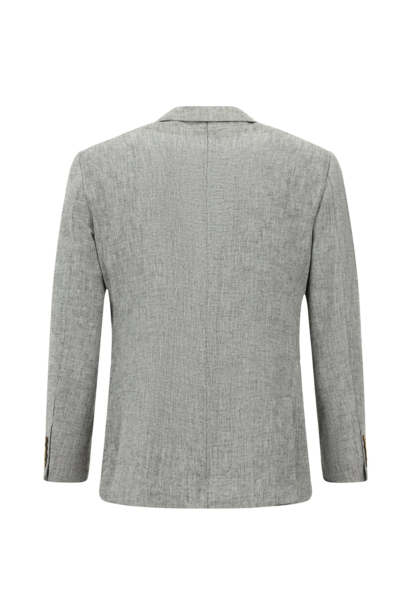 Açık Gri 7 Drop Slim Fit Dar Kesim Keten Karışımlı Kruvaze Takım Elbise - Image 3