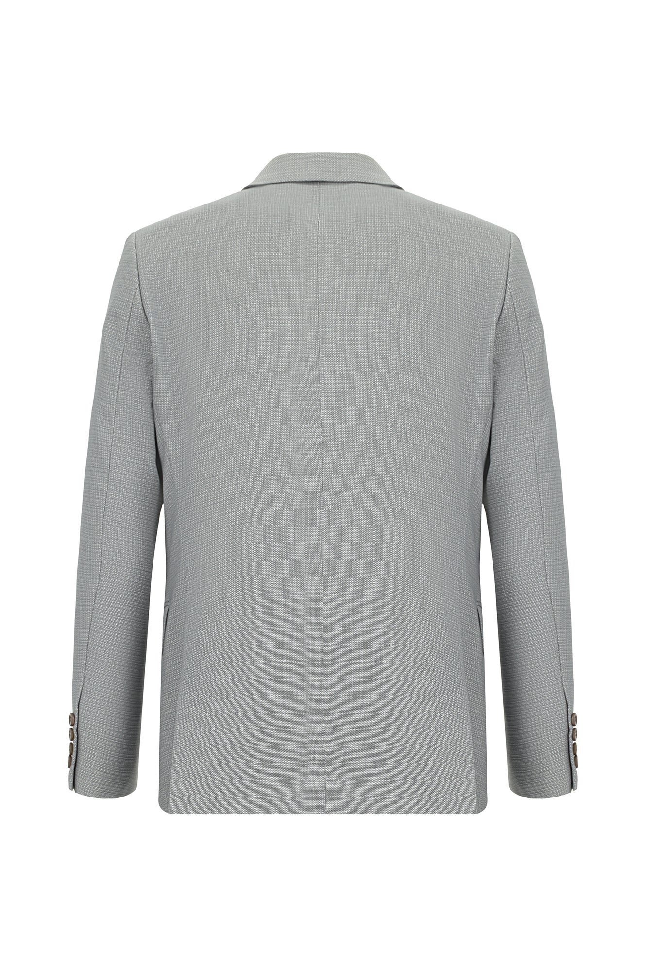 Açık Gri 7 Drop Slim Fit Dar Kesim Desenli Takım Elbise - Image 3