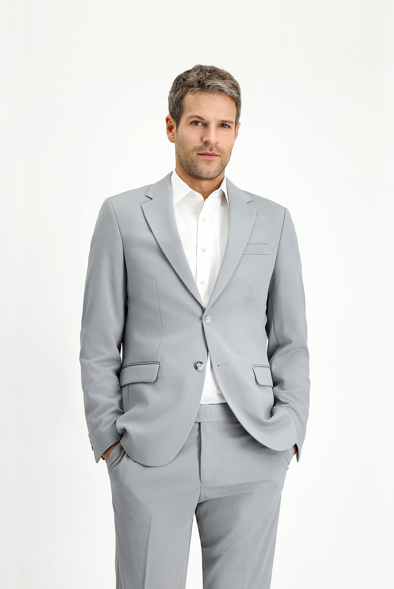 Açık Gri 7 Drop Slim Fit Dar Kesim Mevsimlik Takım Elbise - Image 3