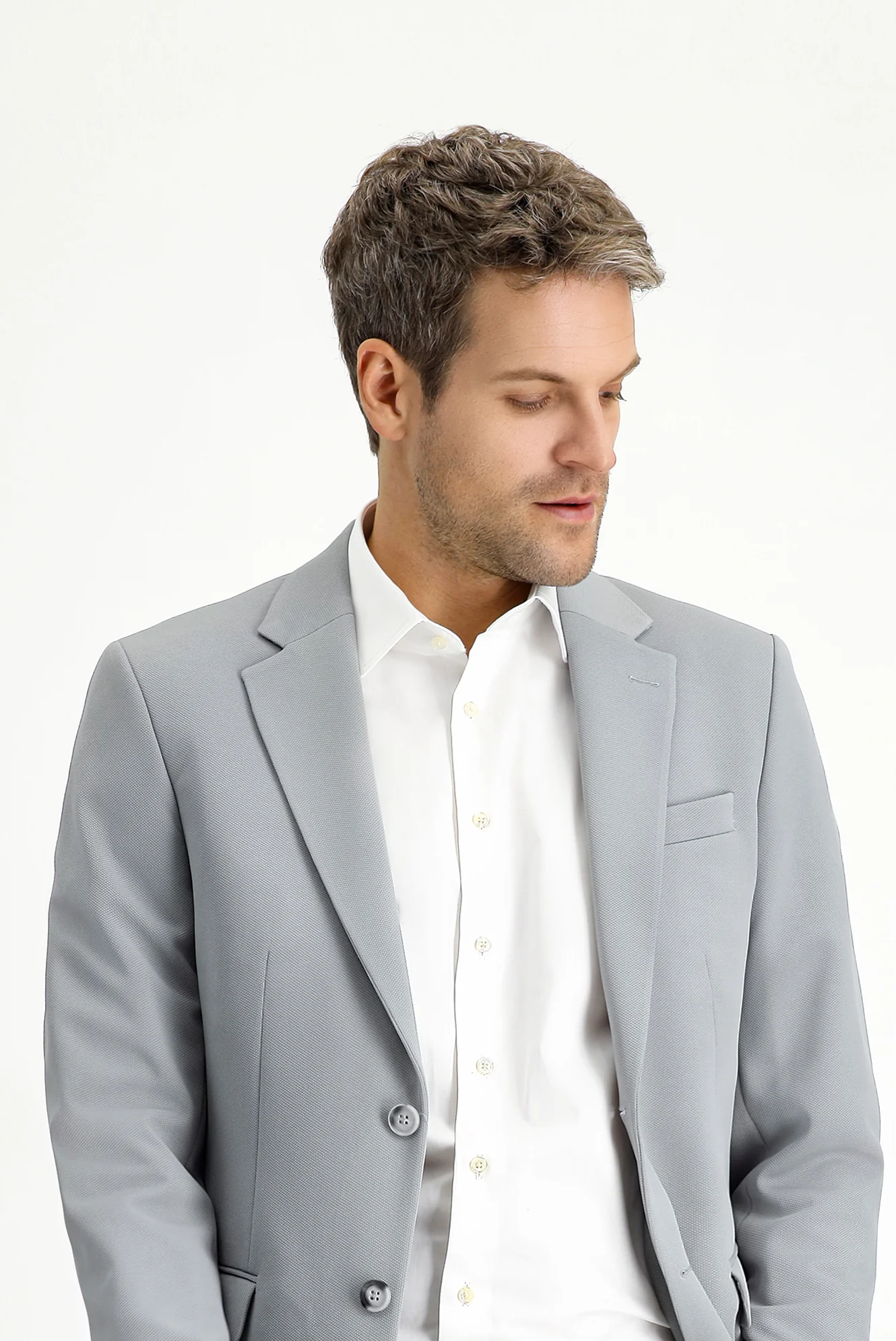 Açık Gri 7 Drop Slim Fit Dar Kesim Mevsimlik Takım Elbise - Image 4