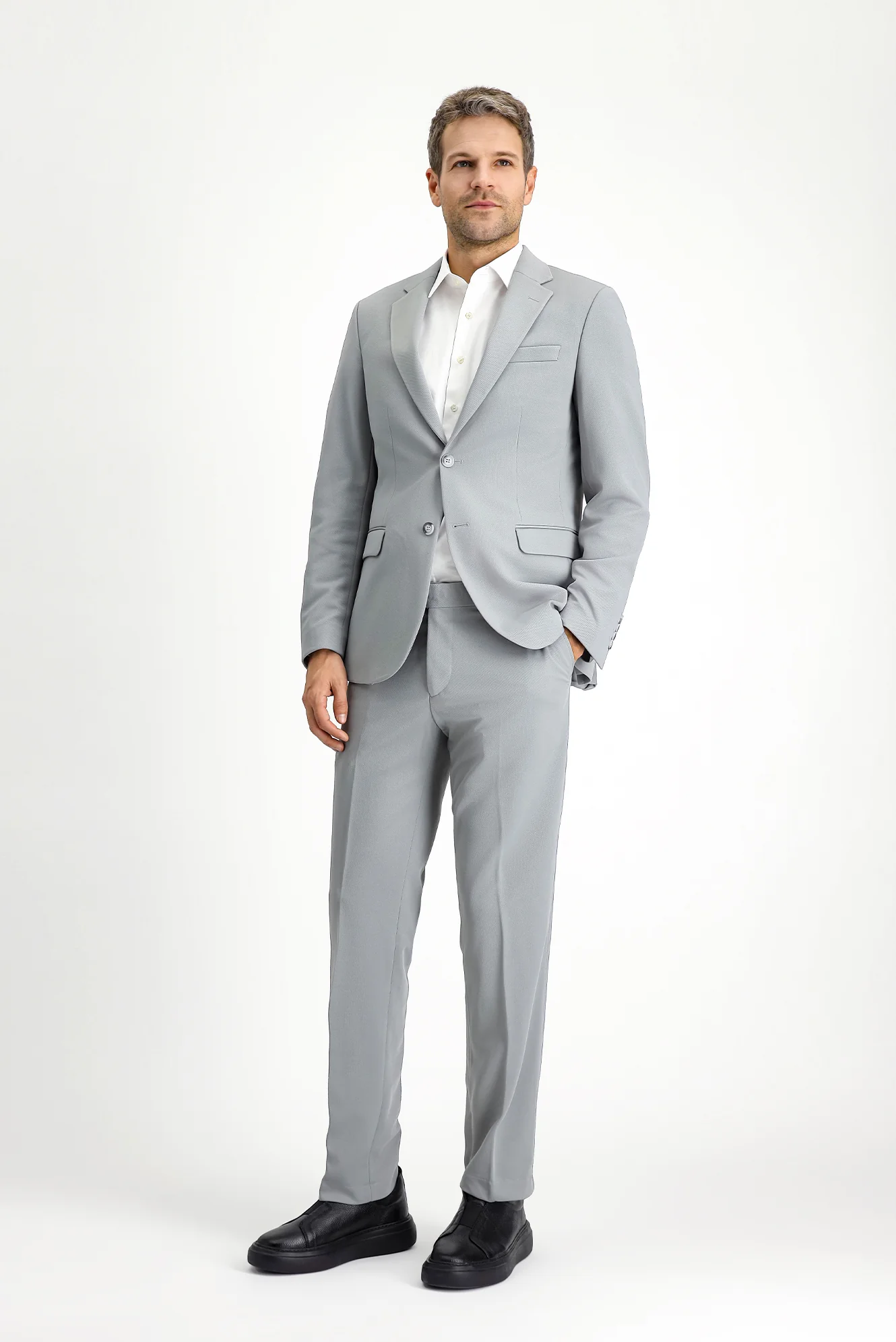 Açık Gri 7 Drop Slim Fit Dar Kesim Mevsimlik Takım Elbise - Image 5