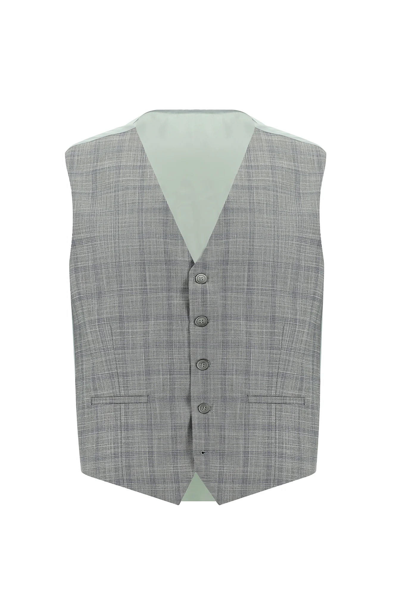 Açık Gri 7 Drop Slim Fit Dar Kesim Kombinli Yelekli Takım Elbise - Image 4
