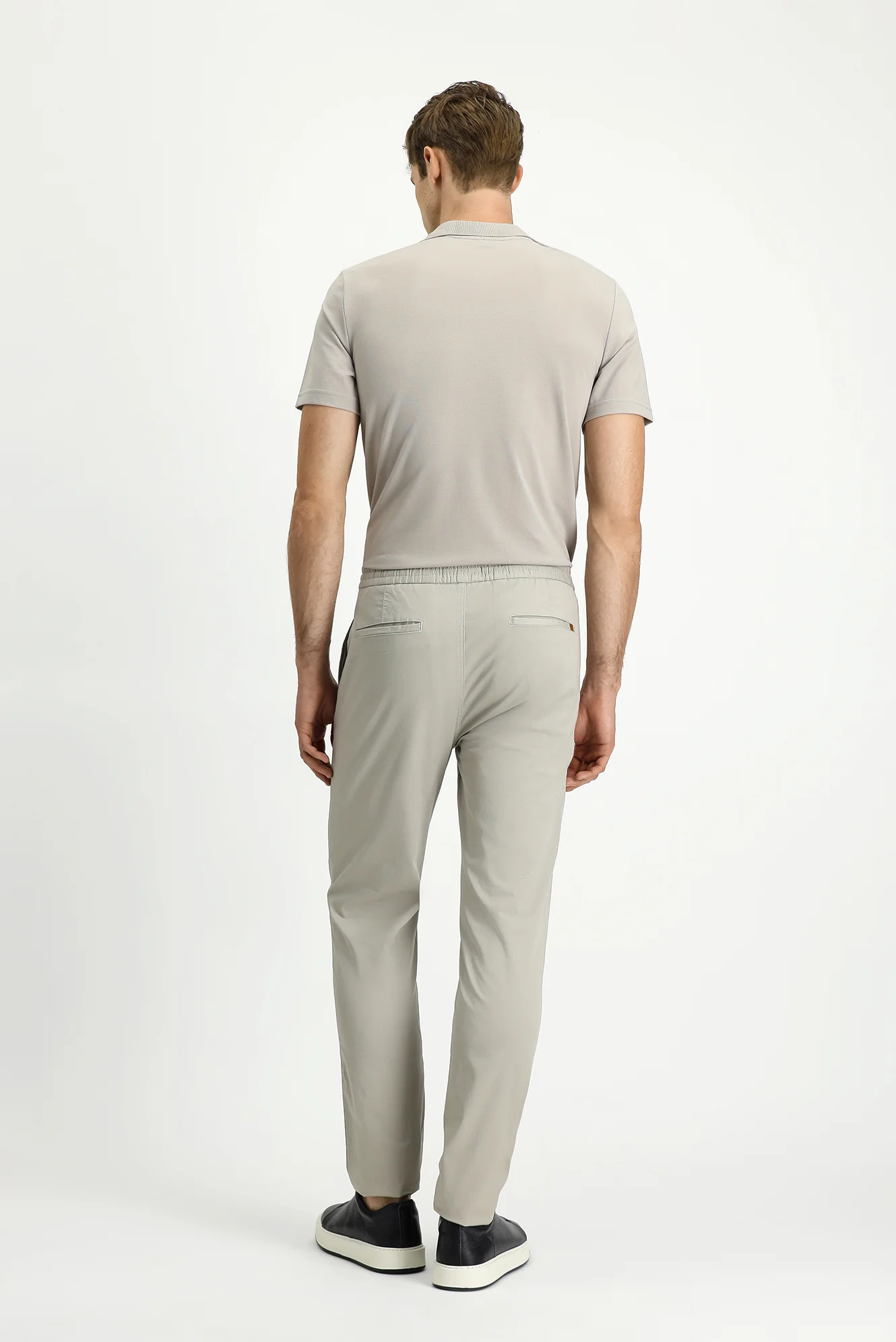 Açık Gri Slim Fit Dar Kesim Likralı Beli Lastikli İpli Jogger Pantolon - Image 4
