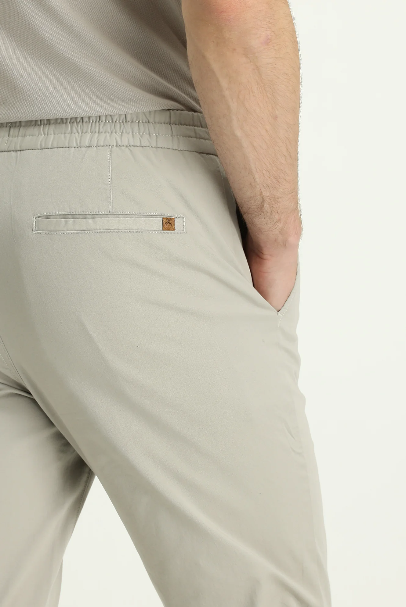 Açık Gri Slim Fit Dar Kesim Likralı Beli Lastikli İpli Jogger Pantolon - Image 6