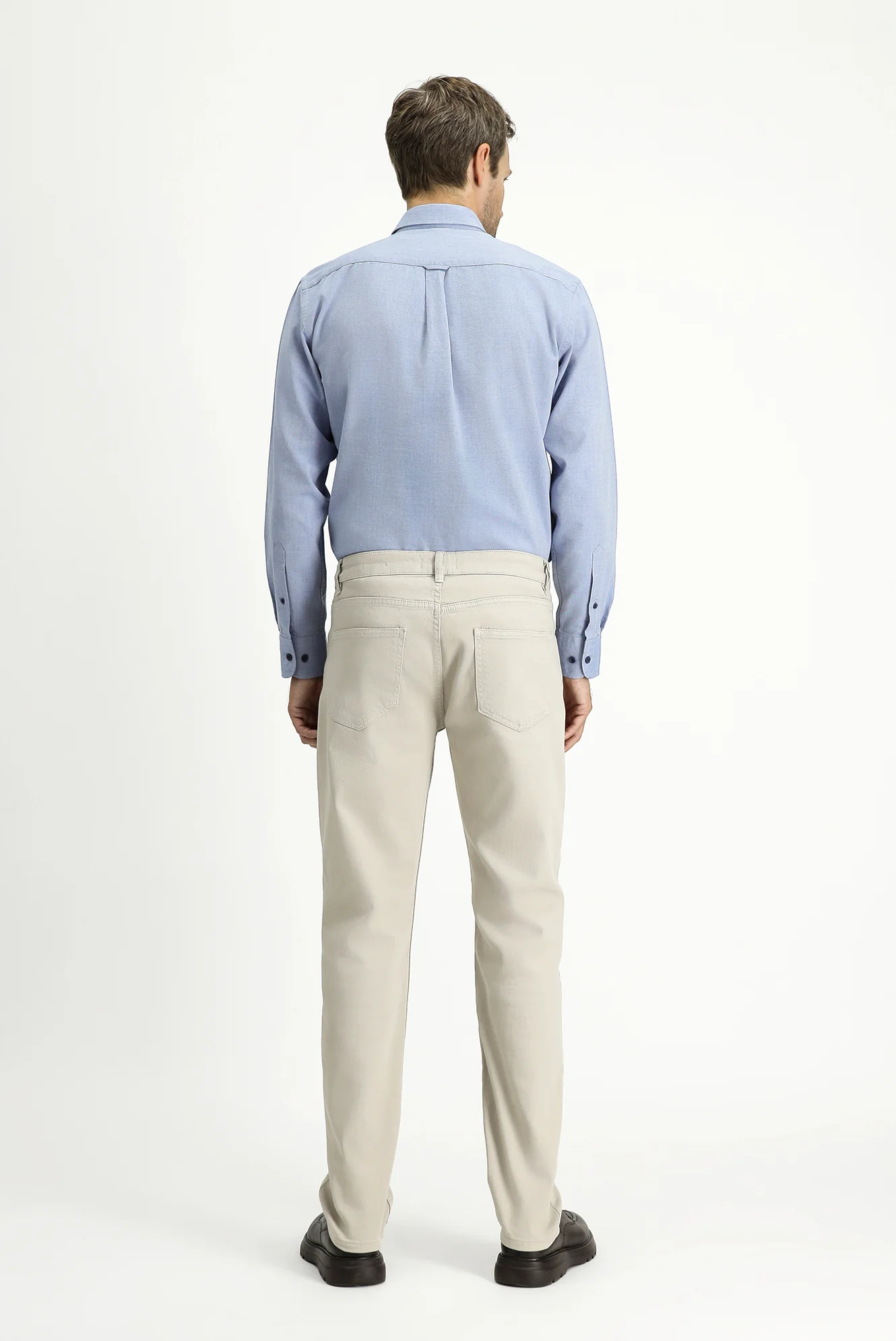 Açık Gri Slim Fit Dar Kesim Likralı Kanvas / Chino Pantolon - Image 4