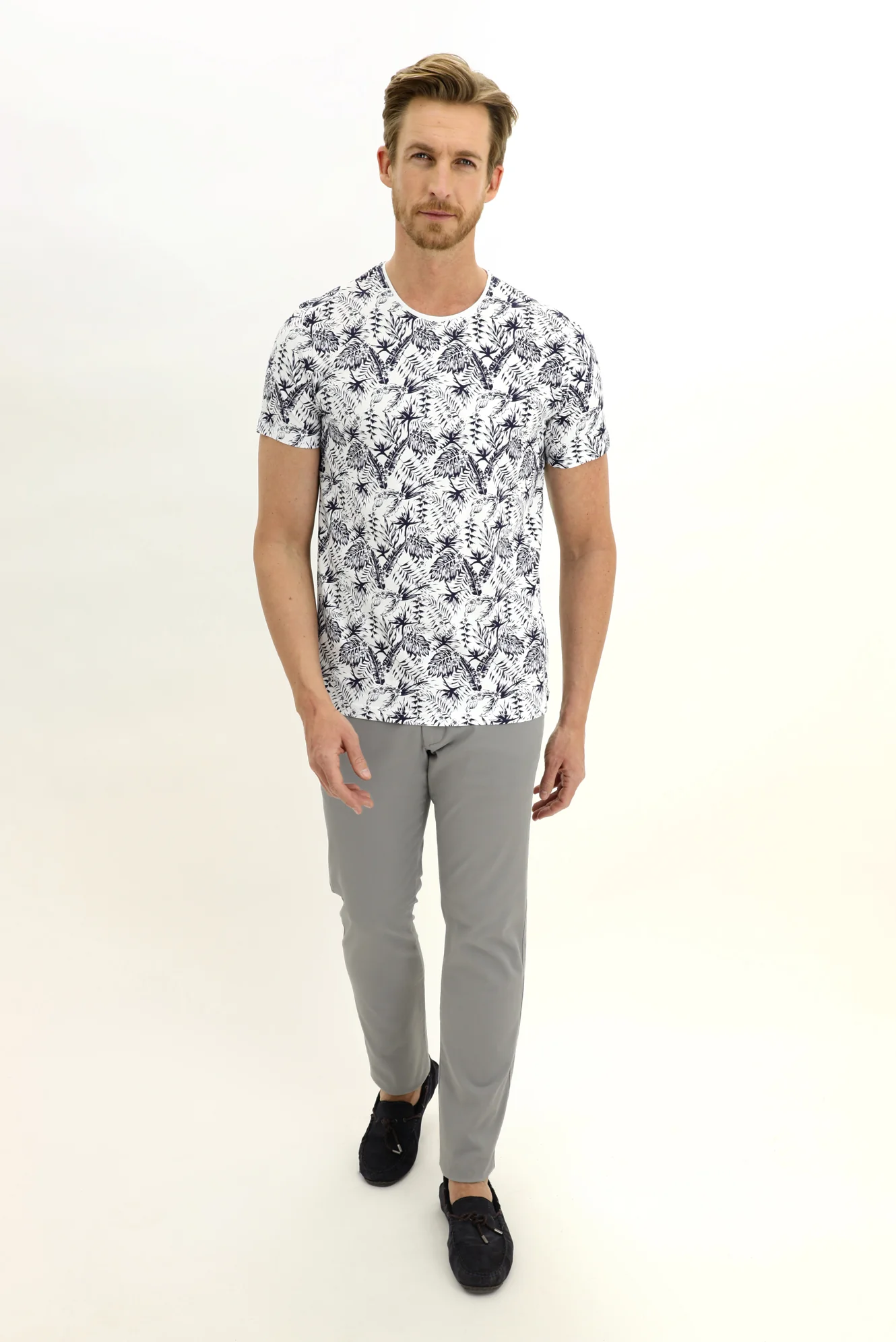 Açık Gri Slim Fit Dar Kesim Likralı Kanvas / Chino Pantolon