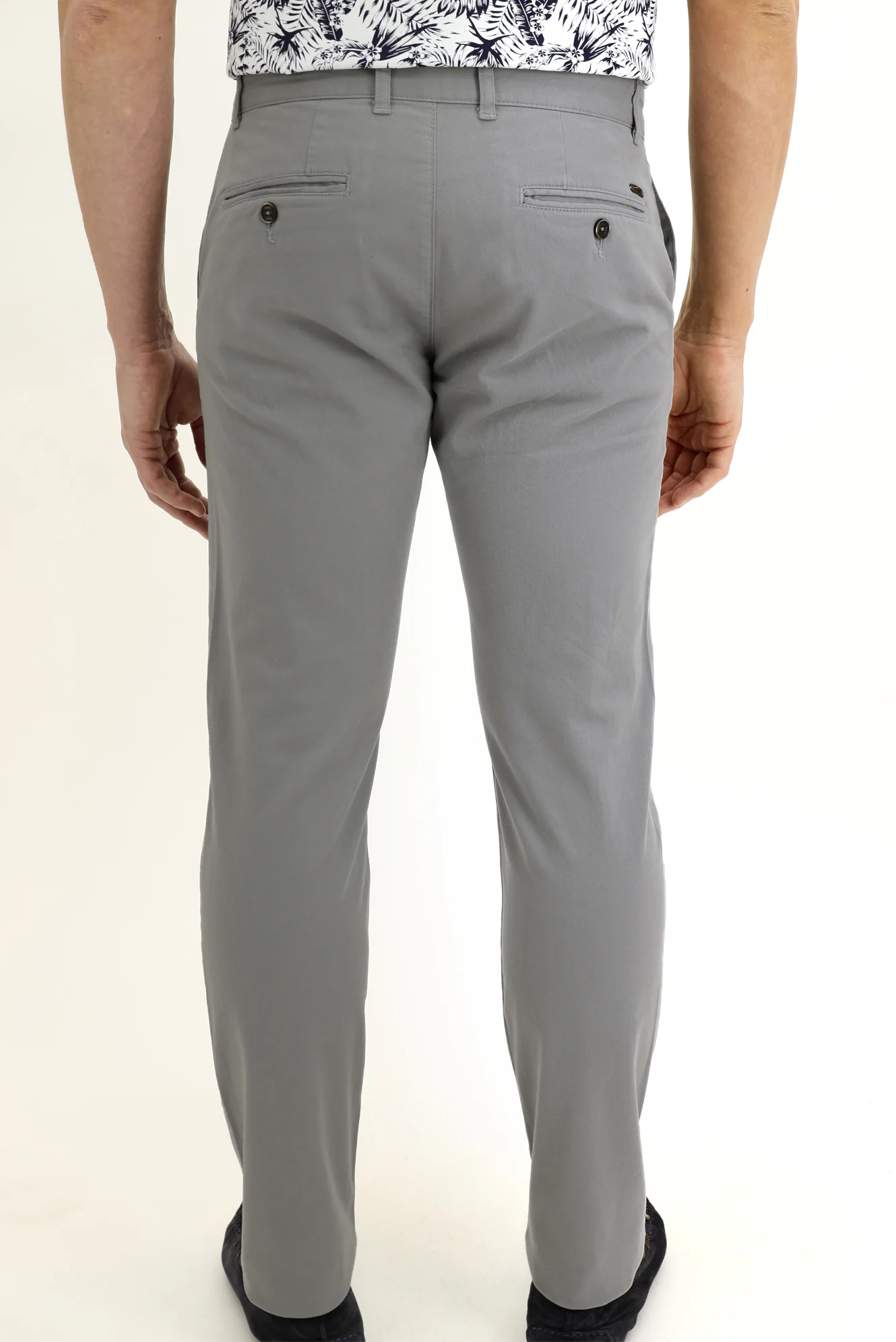 Açık Gri Slim Fit Dar Kesim Likralı Kanvas / Chino Pantolon - Image 3
