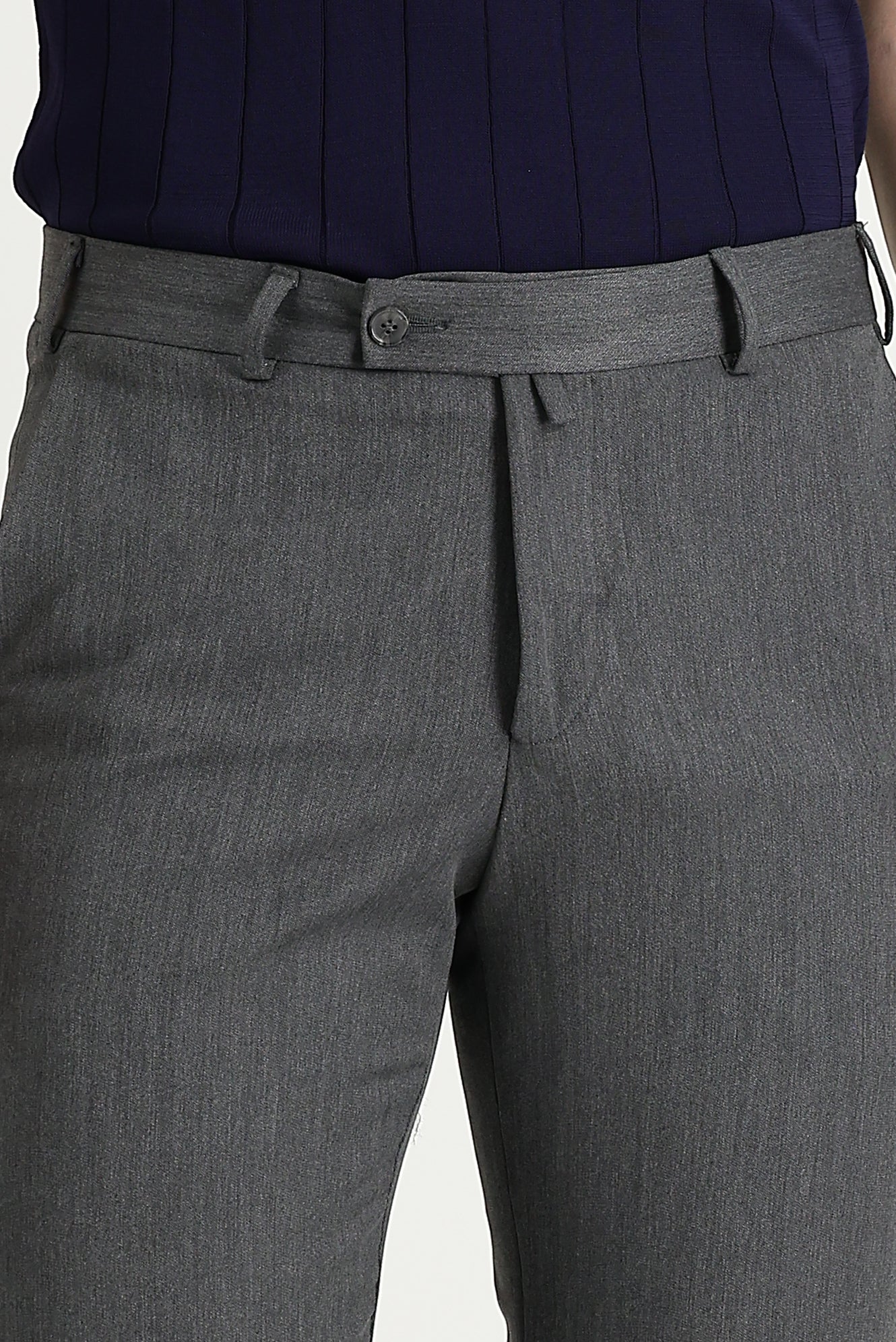 Açık Gri 7 Drop Slim Fit Dar Kesim Likralı Klasik Kumaş Pantolon - Image 3