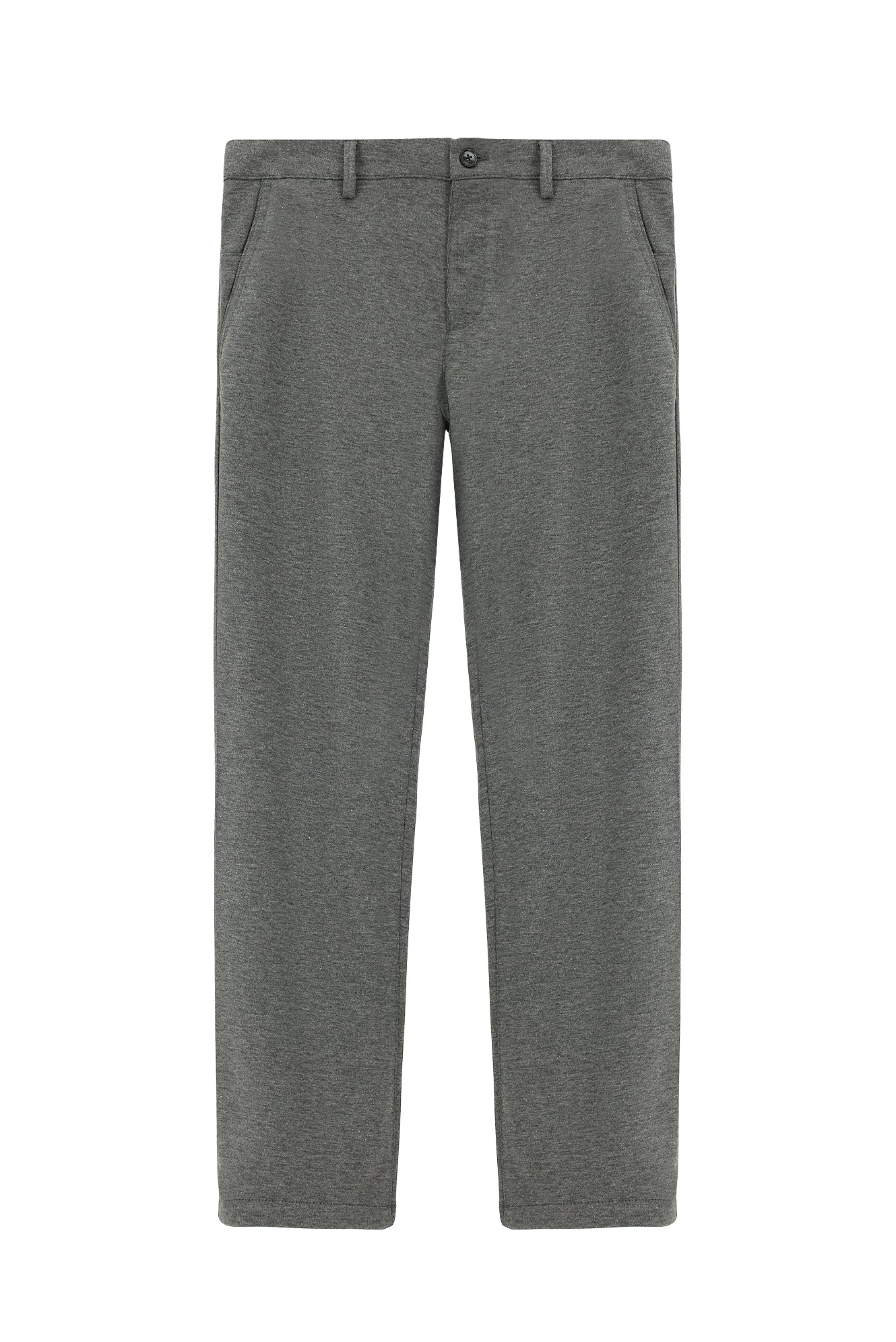 Açık Gri 7 Drop Slim Fit Dar Kesim Likralı Örme Klasik Kumaş Pantolon - Image 6
