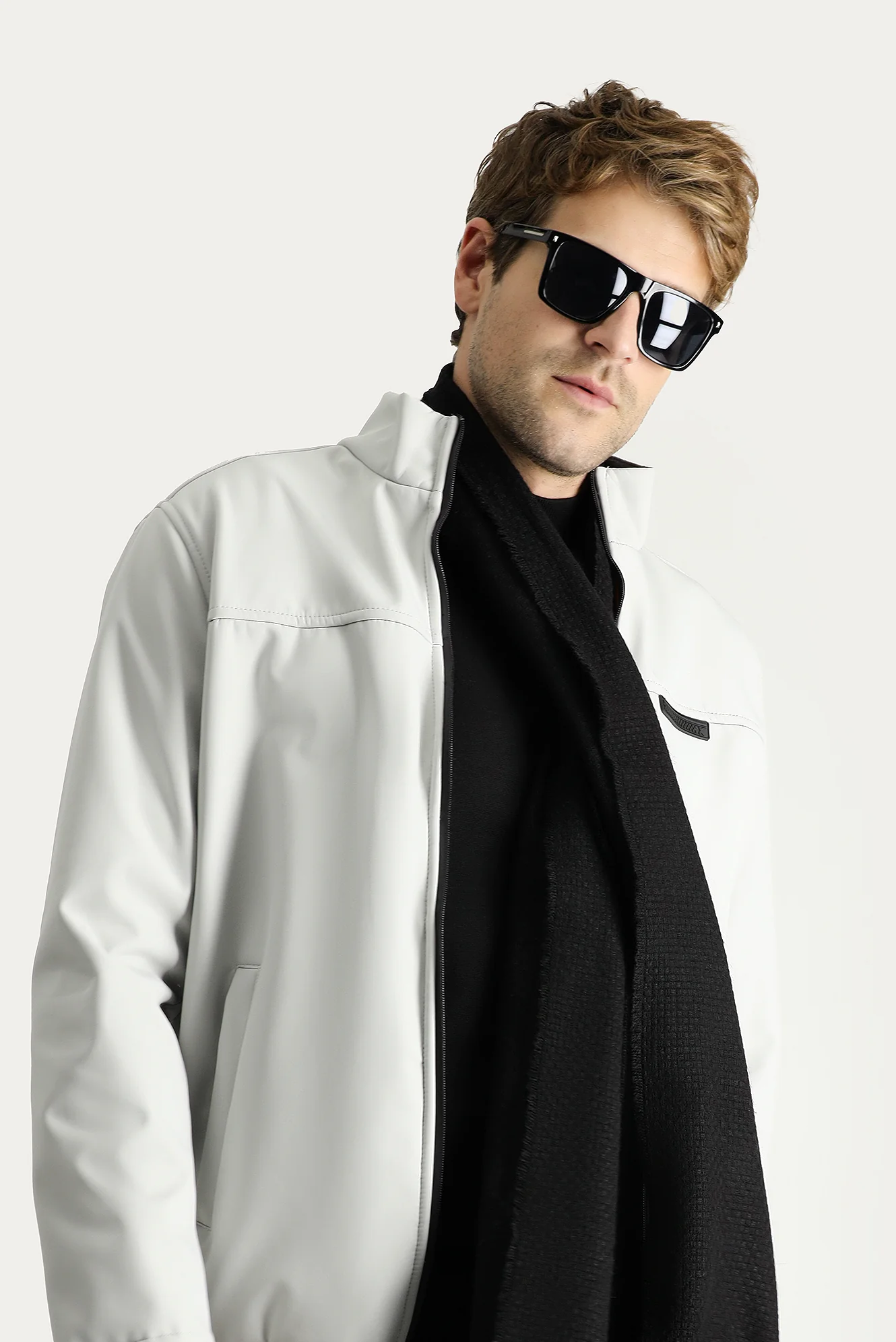 Açık Gri Slim Fit Dar Kesim Softshell Spor Mont - Image 2