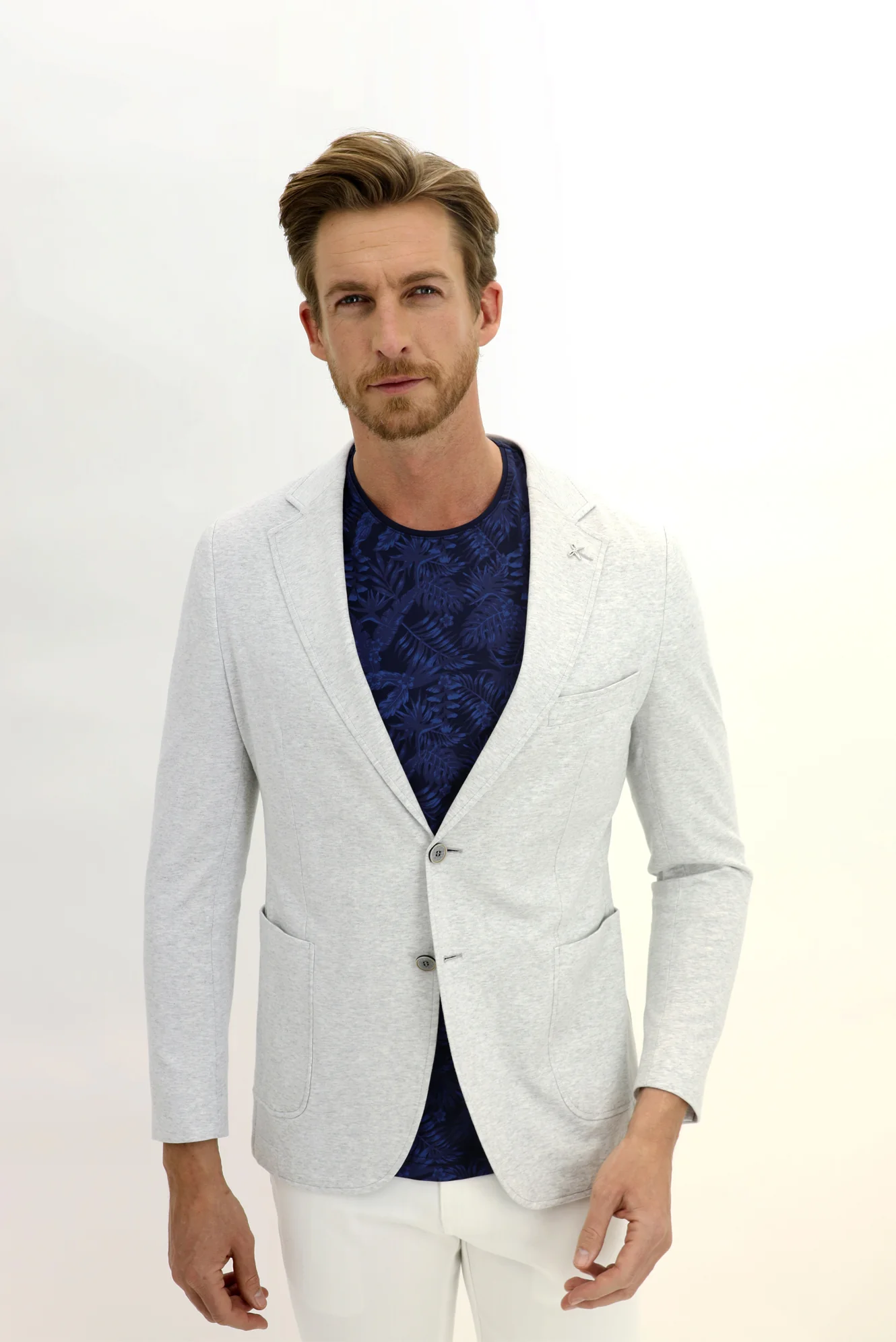 Açık Gri 7 Drop Slim Fit Dar Kesim Spor Pamuk Ceket - Image 2