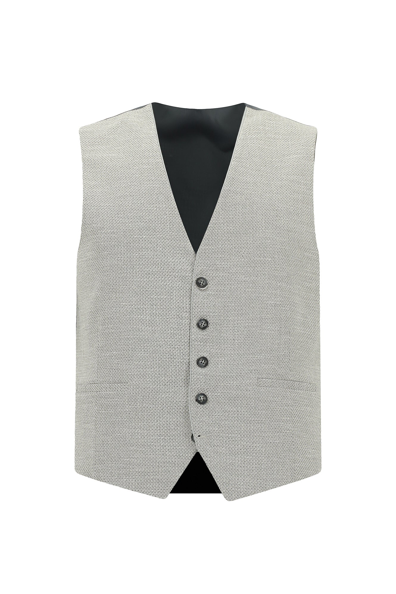 Açık Gri 7 Drop Slim Fit Dar Kesim Yelekli Kombinli Takım Elbise - Image 5