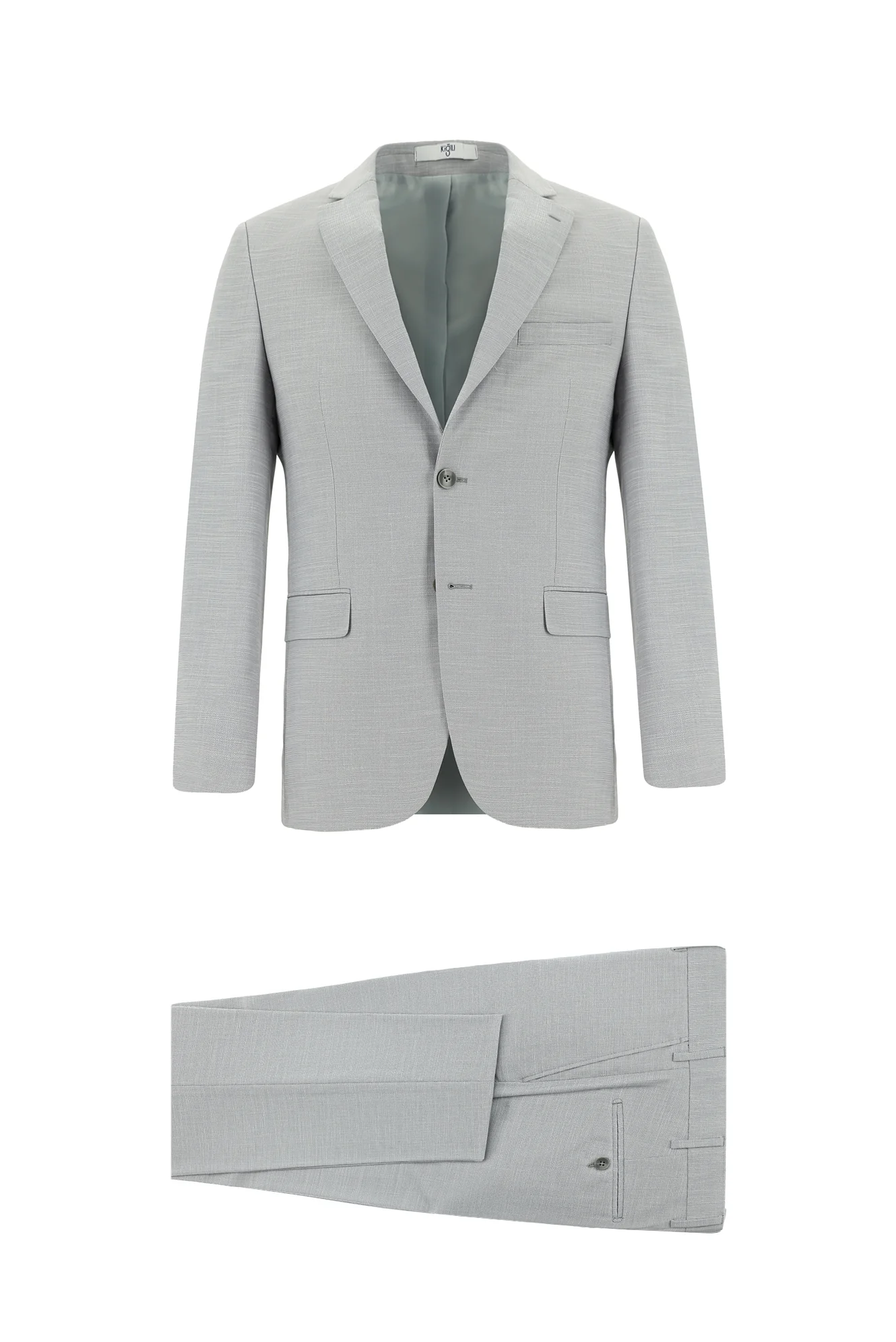 Açık Gri 7 Drop Super Slim Fit Eksra Dar Kesim Desenli Takım Elbise